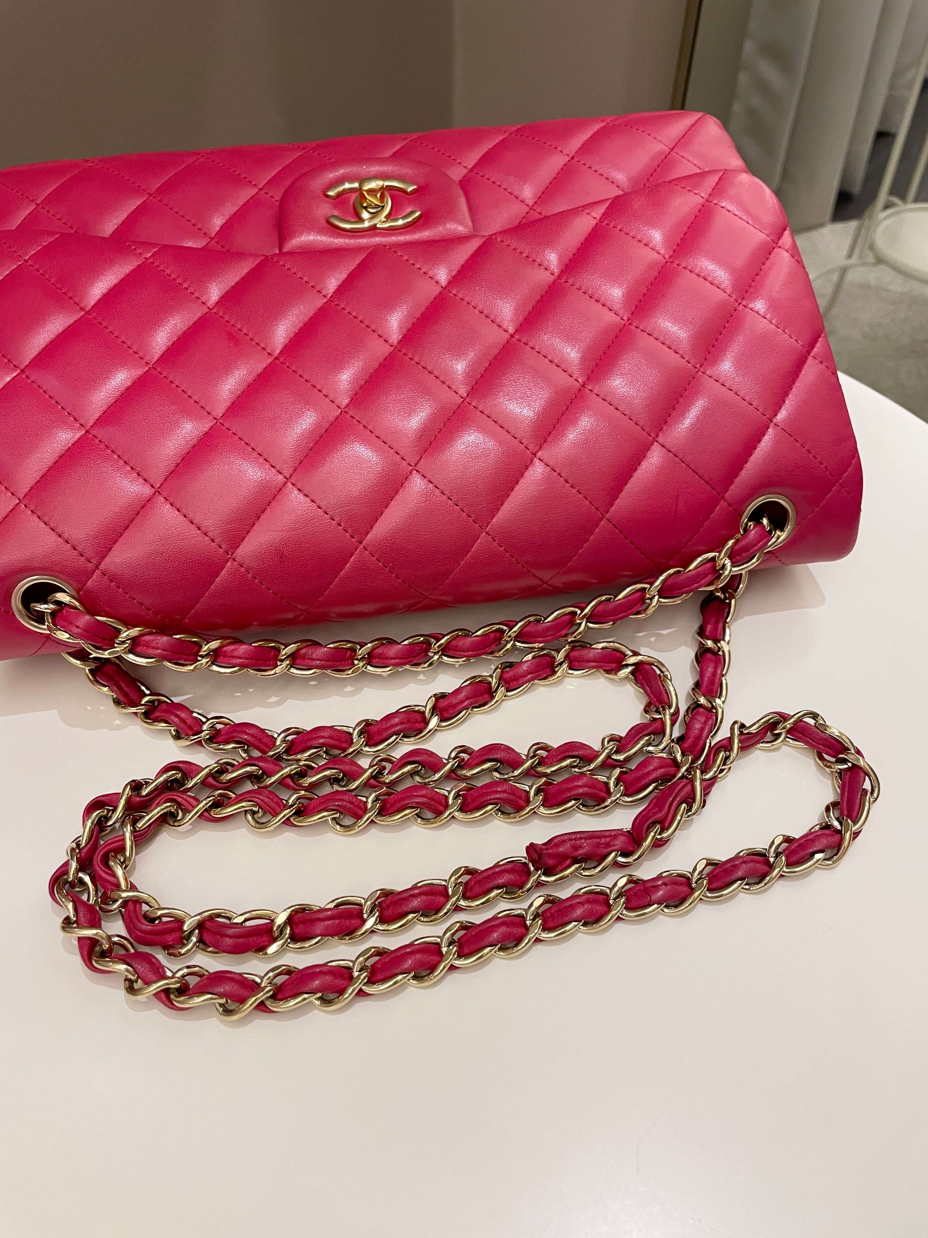 Chanel Classic Quilted Jumbo Double Flap Red Lambskin