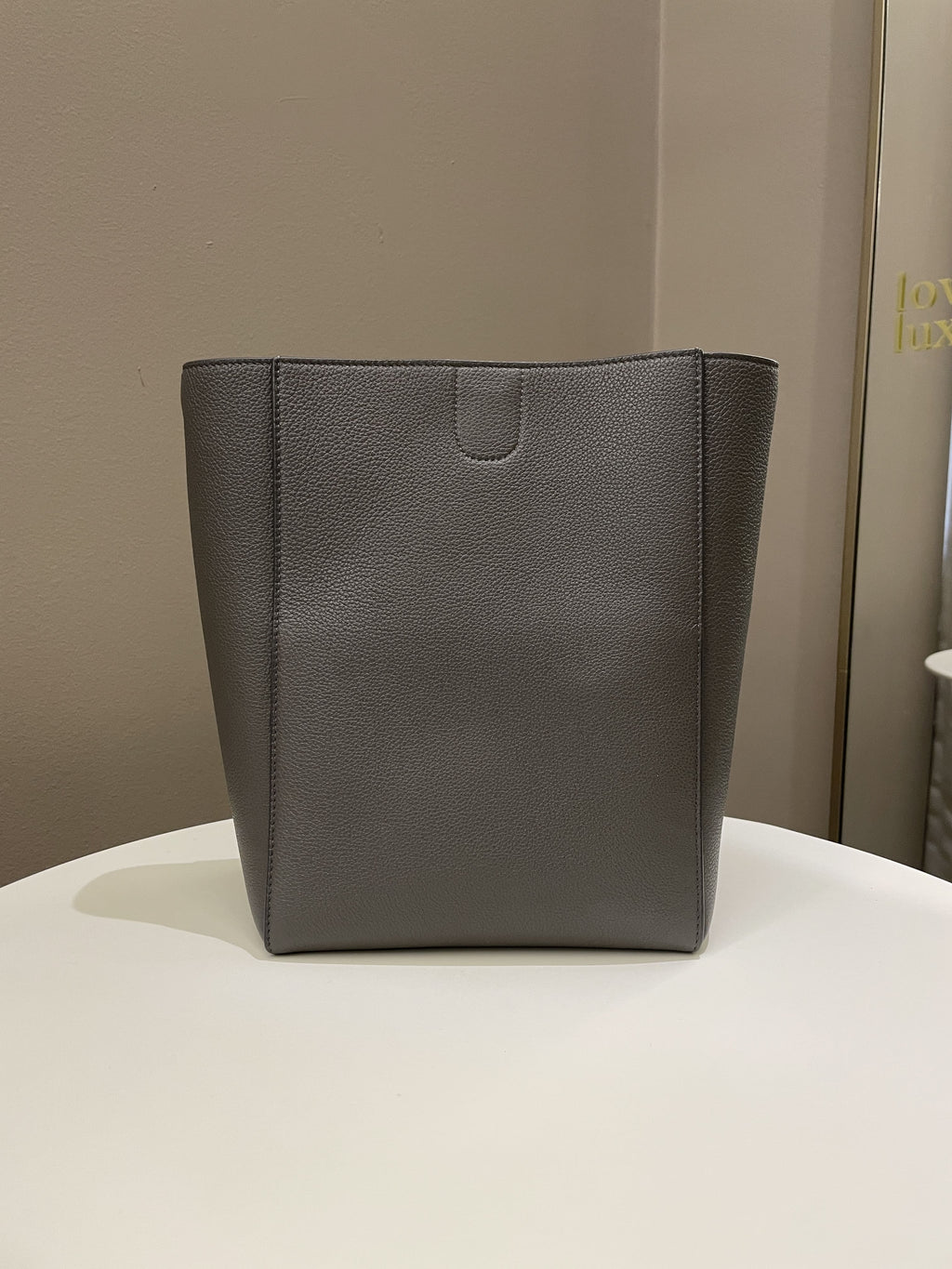 Celine Sangle Bucket Bag Grey Grainy Calfskin