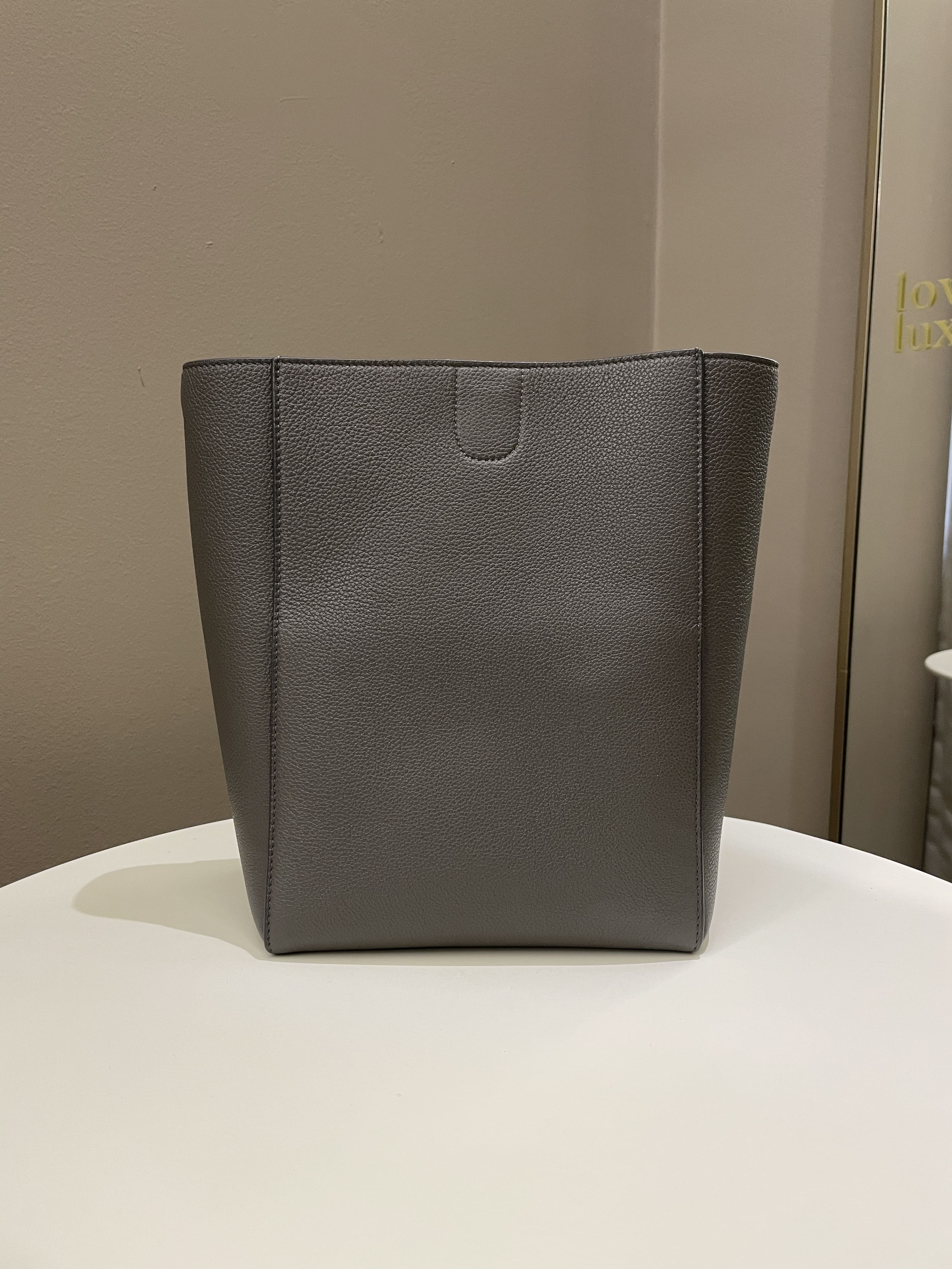 Celine Sangle Bucket Bag Grey Grainy Calfskin