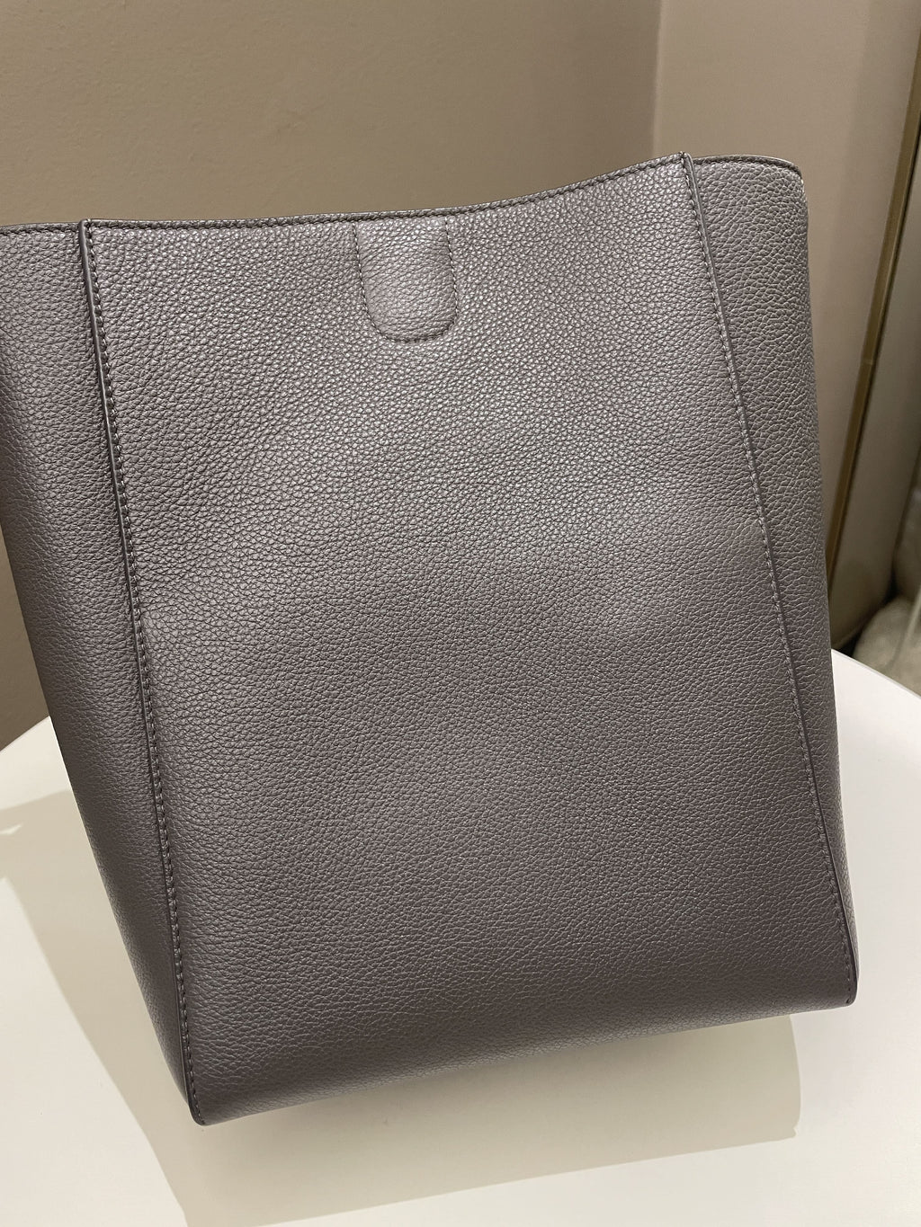 Celine Sangle Bucket Bag Grey Grainy Calfskin
