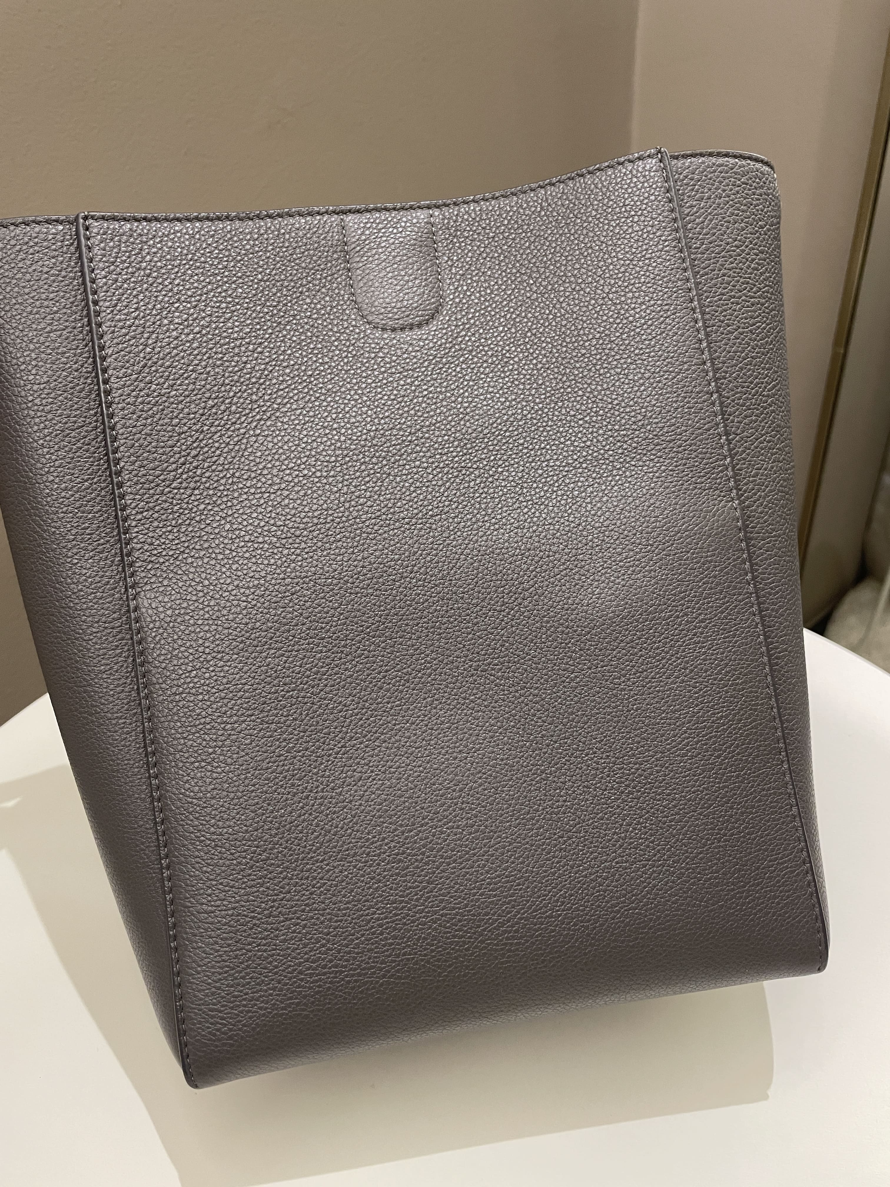 Celine Sangle Bucket Bag Grey Grainy Calfskin