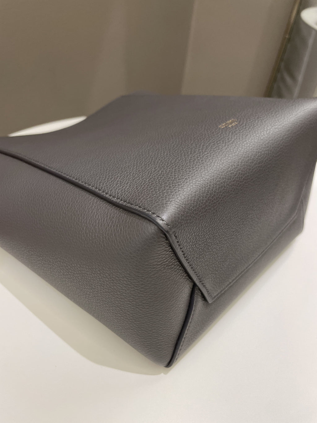Celine Sangle Bucket Bag Grey Grainy Calfskin