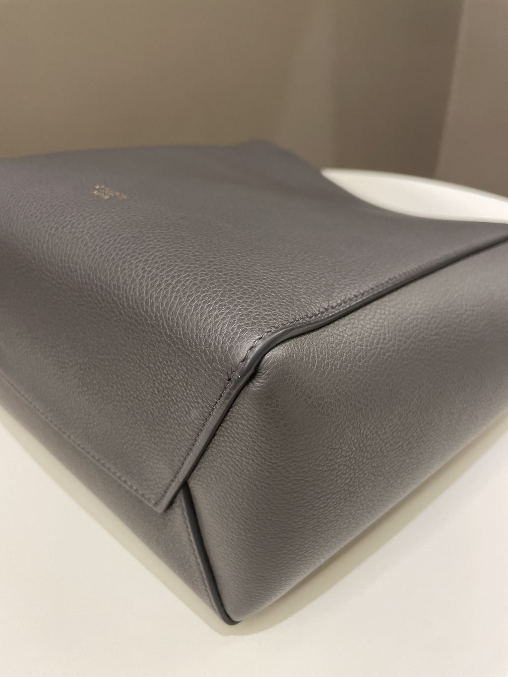 Celine Sangle Bucket Bag Grey Grainy Calfskin