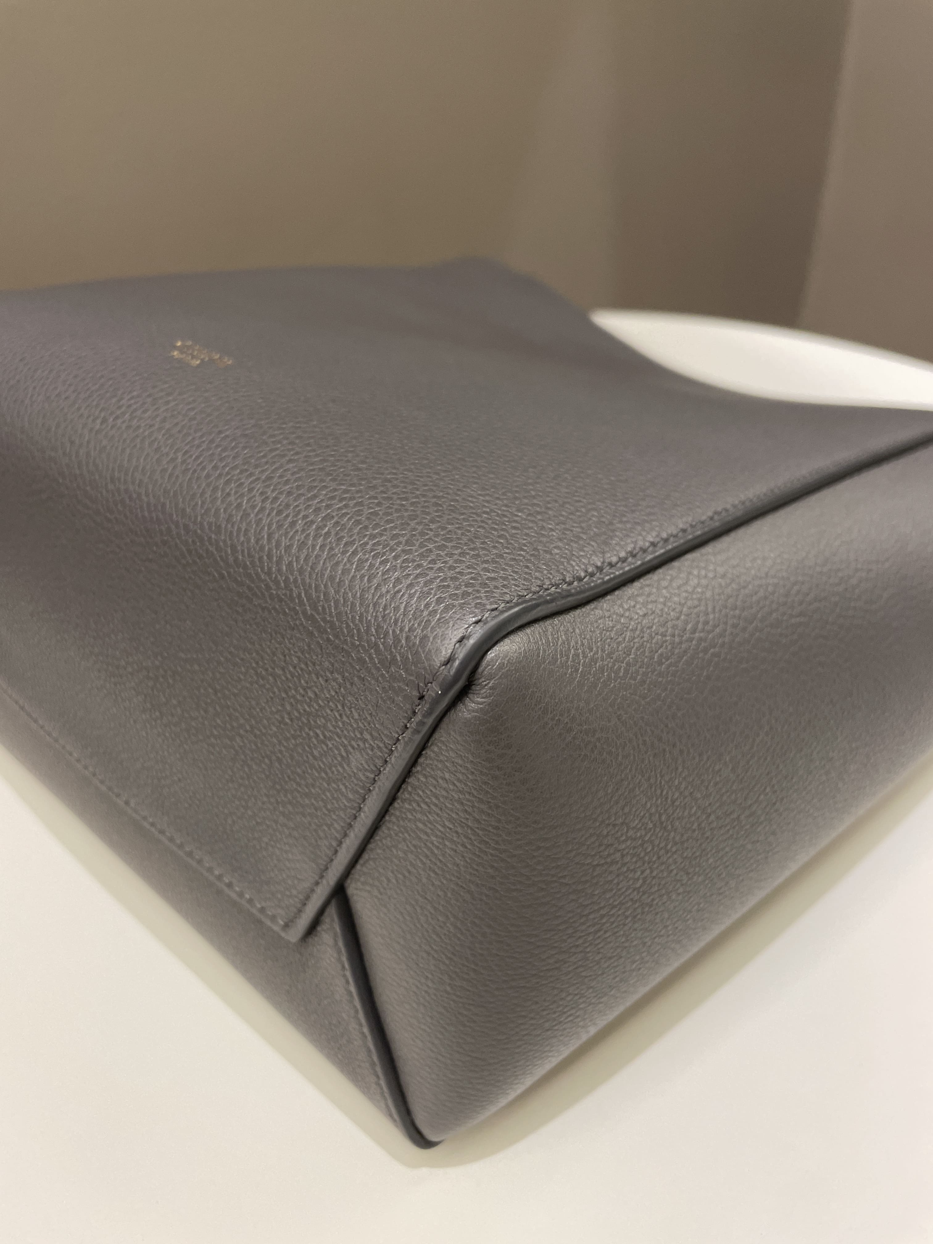 Celine Sangle Bucket Bag Grey Grainy Calfskin