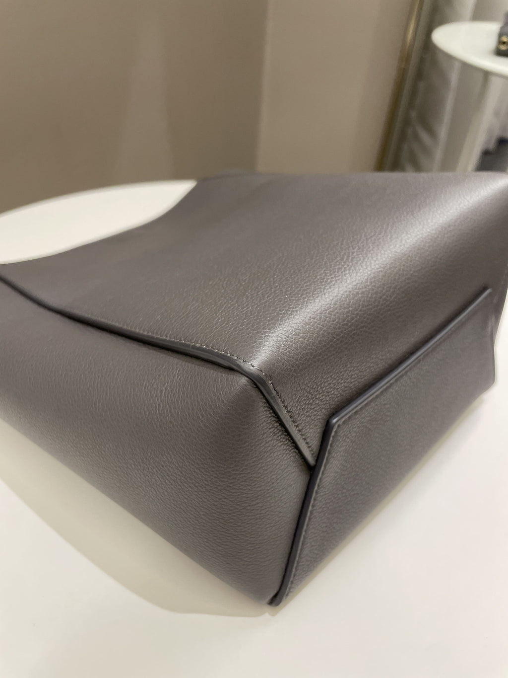 Celine Sangle Bucket Bag Grey Grainy Calfskin
