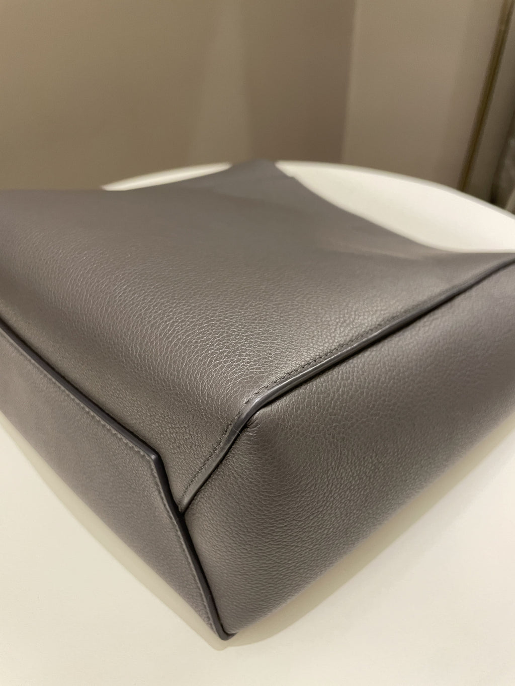 Celine Sangle Bucket Bag Grey Grainy Calfskin