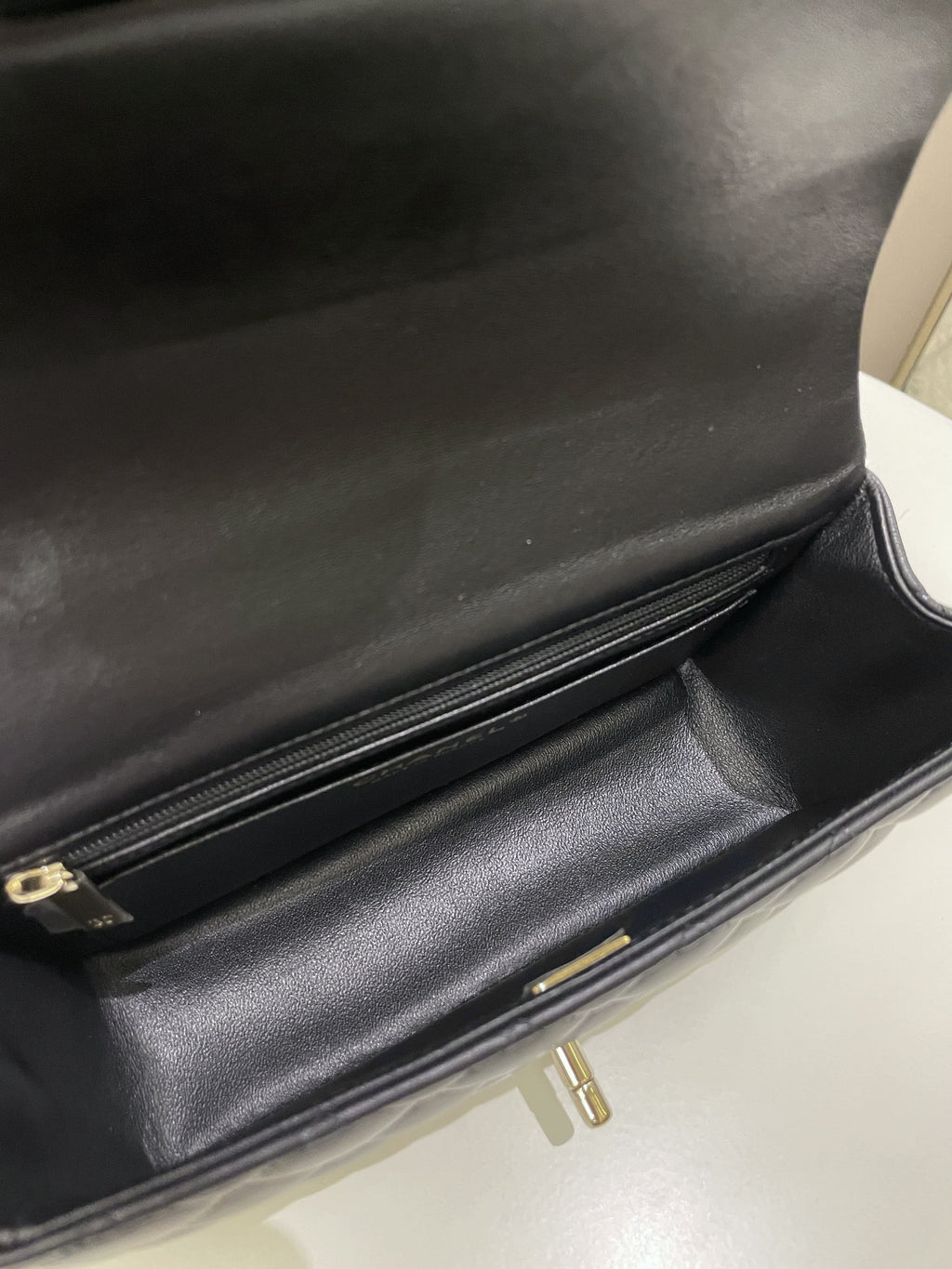 Chanel Quilted Top Handle Mini Rectangular Black Lambskin