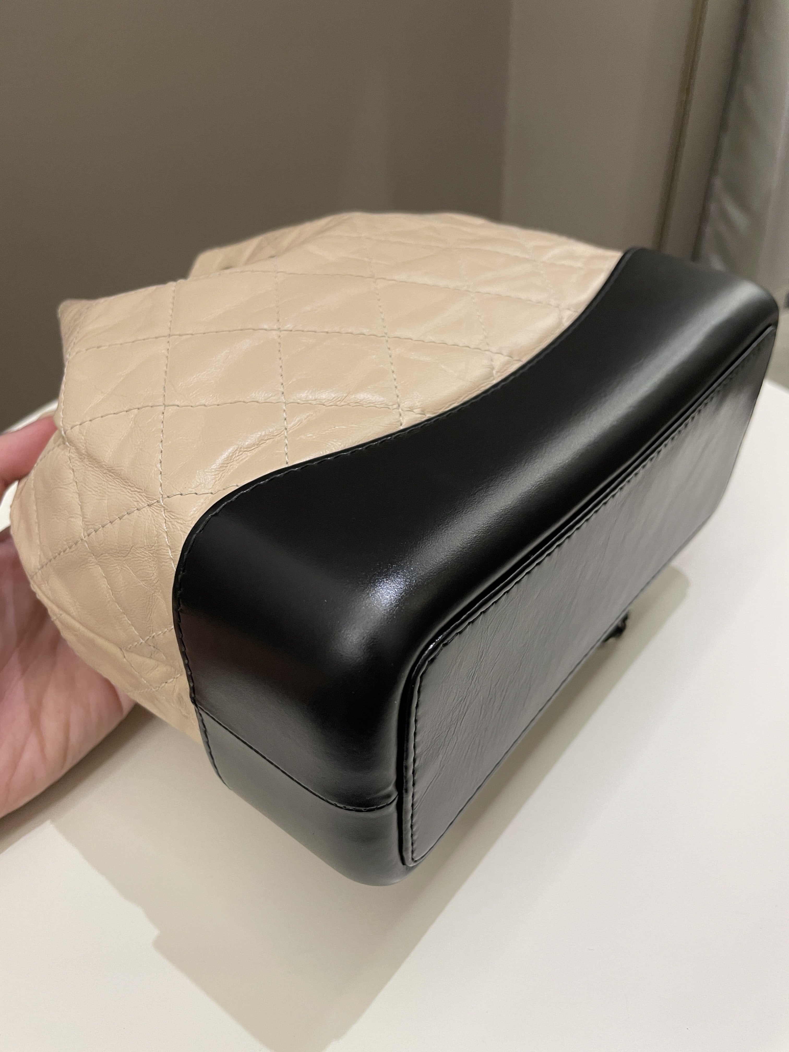 Chanel Gabrielle Backpack Beige / Black Aged Calfskin