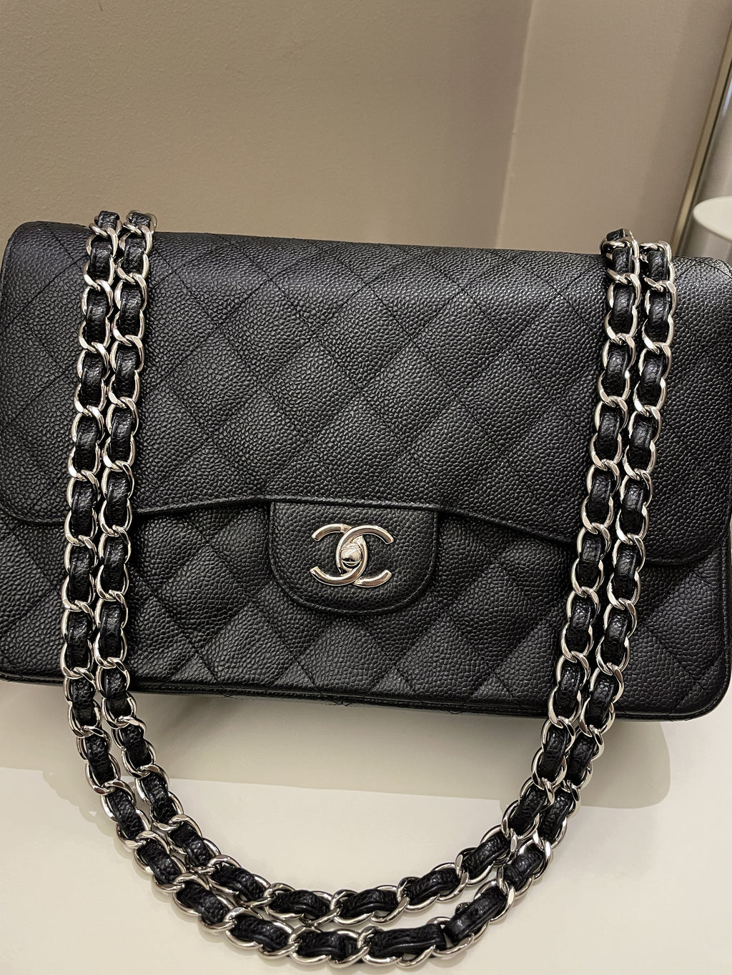 Chanel Classic Quilted Jumbo Double Flap Black Caviar
