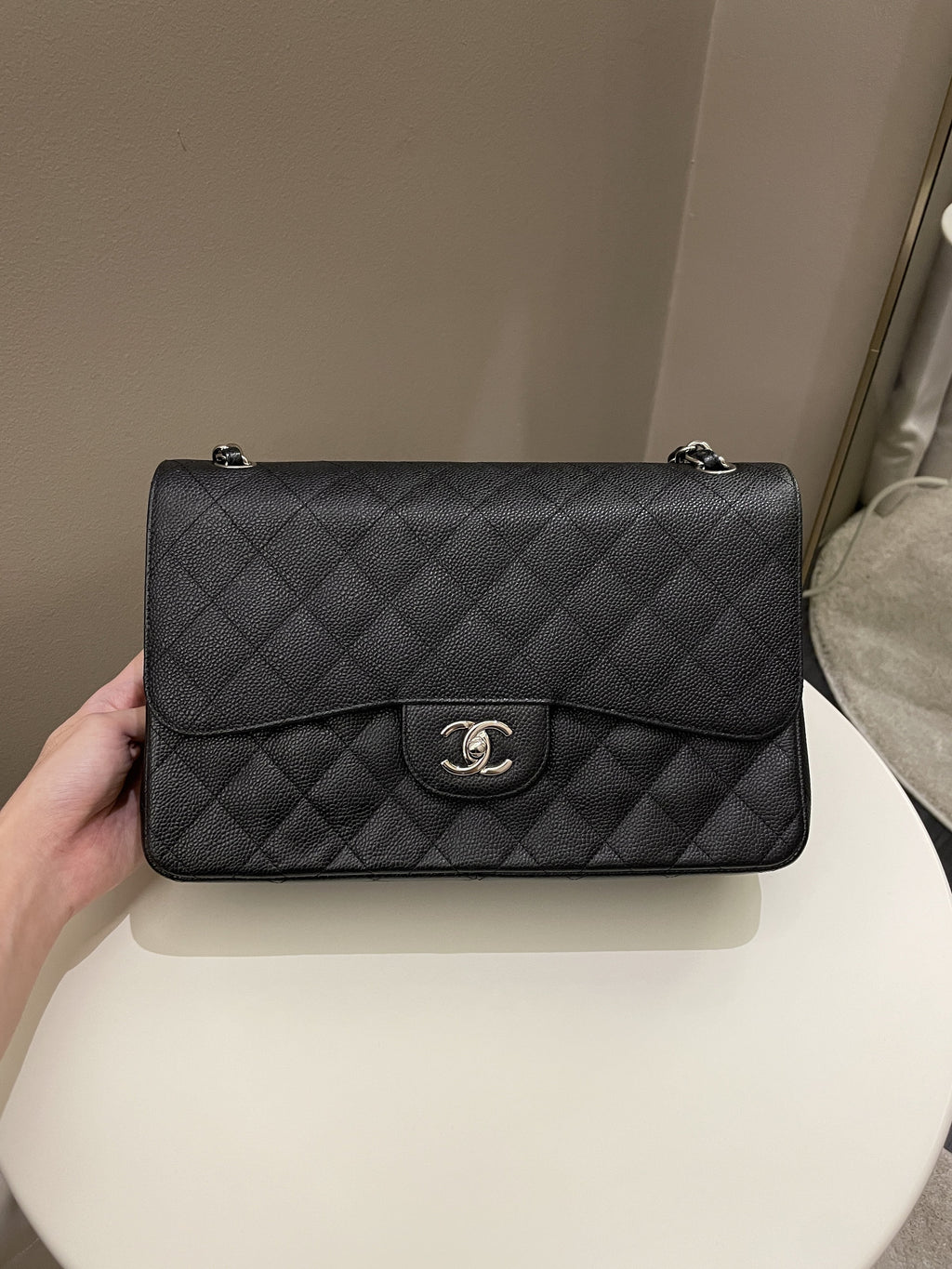 Chanel Classic Quilted Jumbo Double Flap Black Caviar