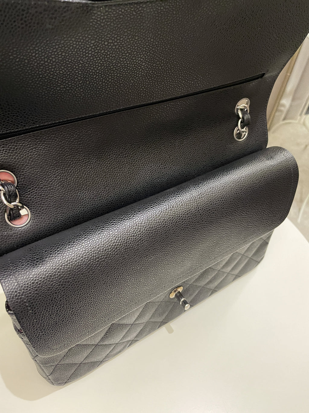 Chanel Classic Quilted Jumbo Double Flap Black Caviar