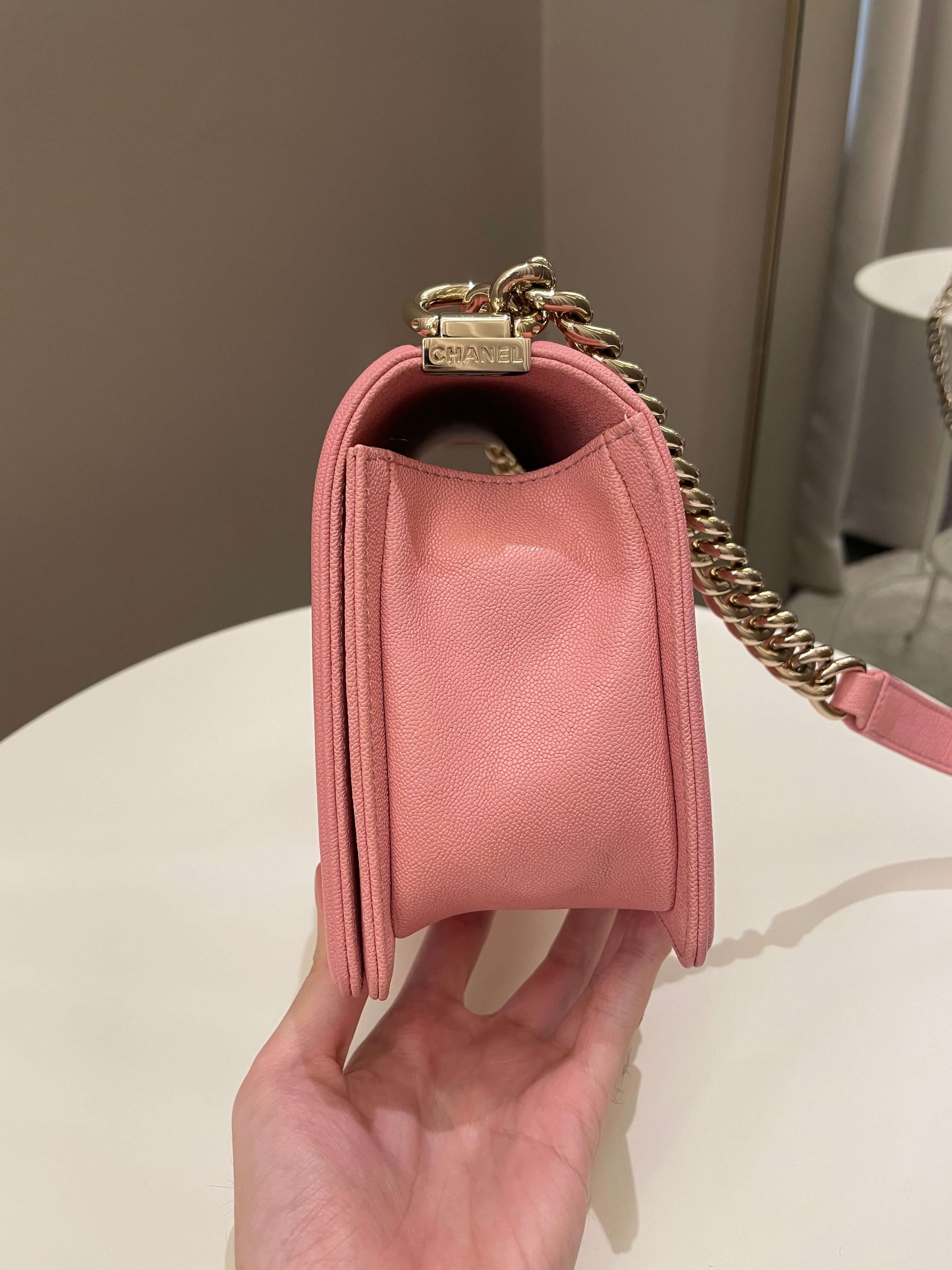 Chanel Chevron Boy Old Medium Sakura Pink Caviar