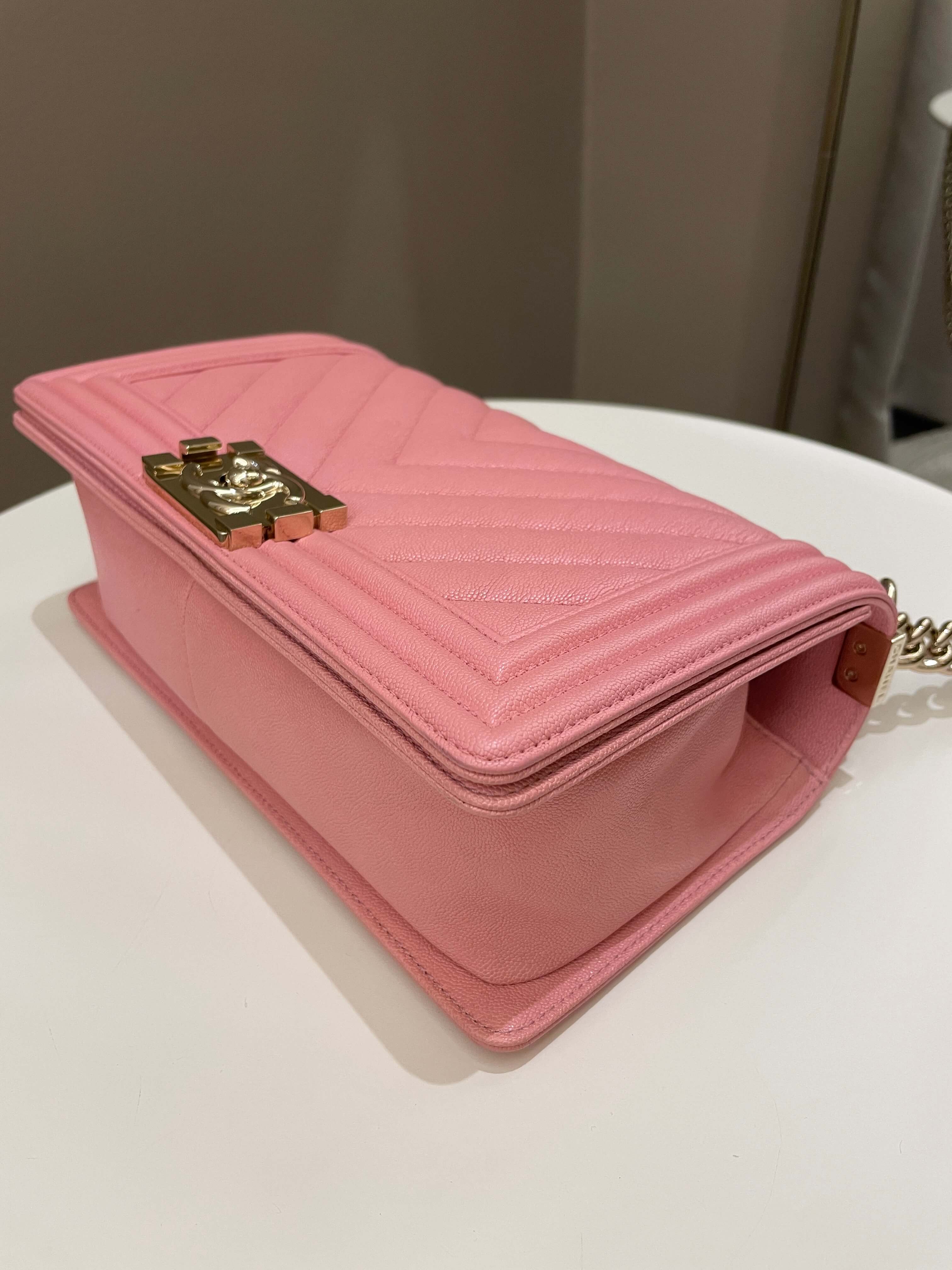 Chanel Chevron Boy Old Medium Sakura Pink Caviar