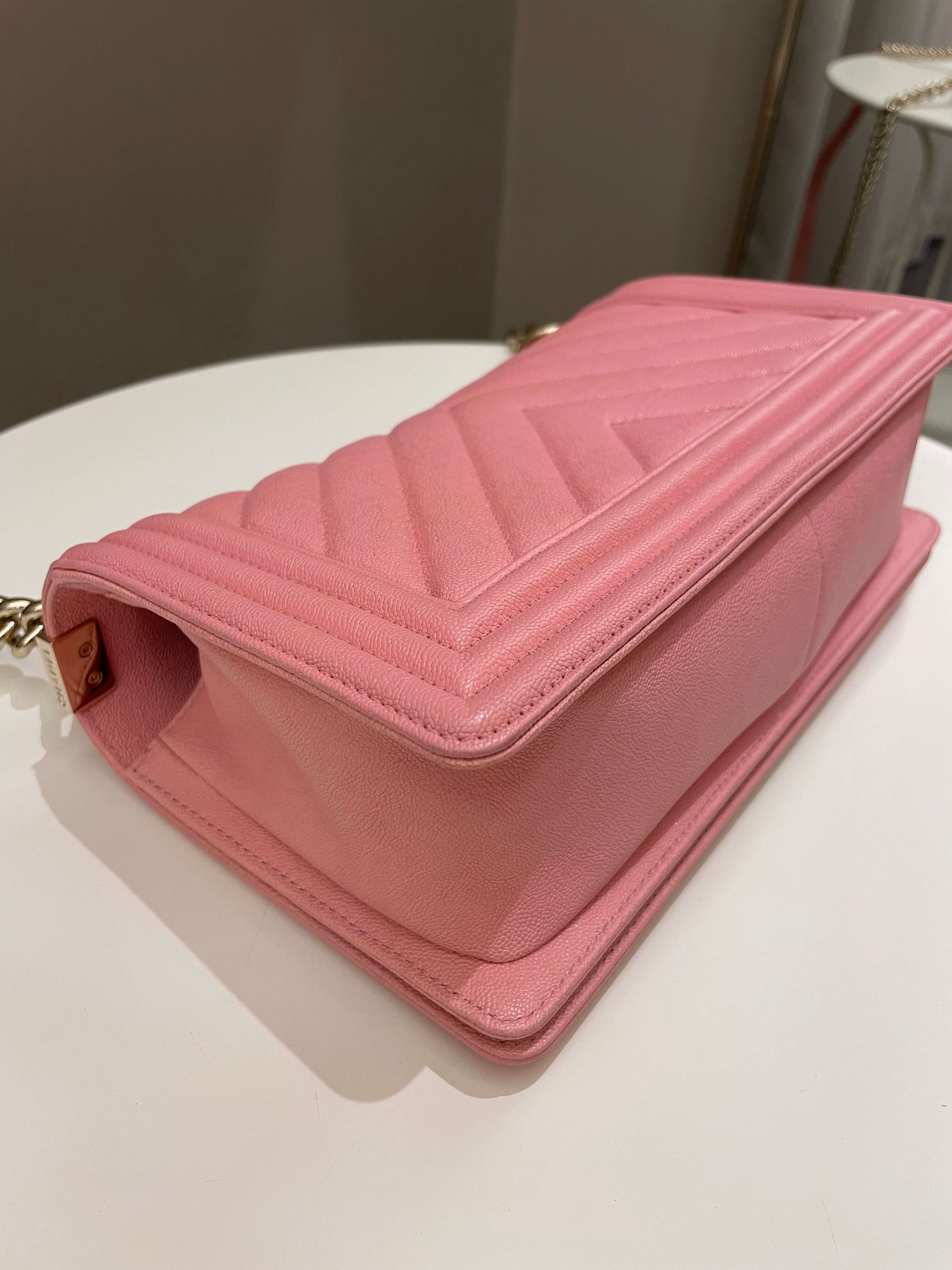 Chanel Chevron Boy Old Medium Sakura Pink Caviar