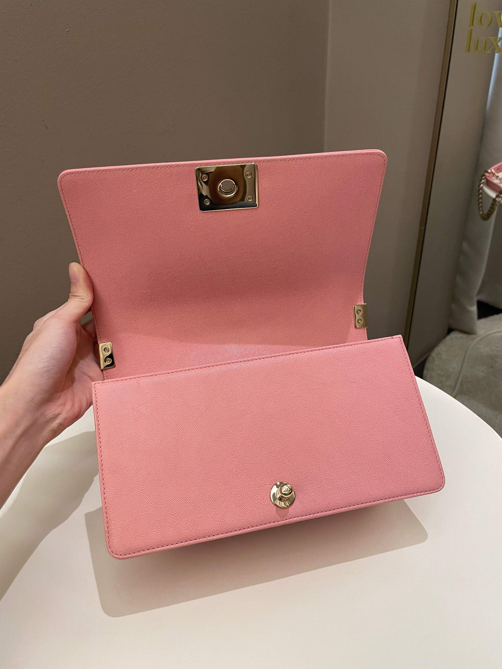 Chanel Chevron Boy Old Medium Sakura Pink Caviar