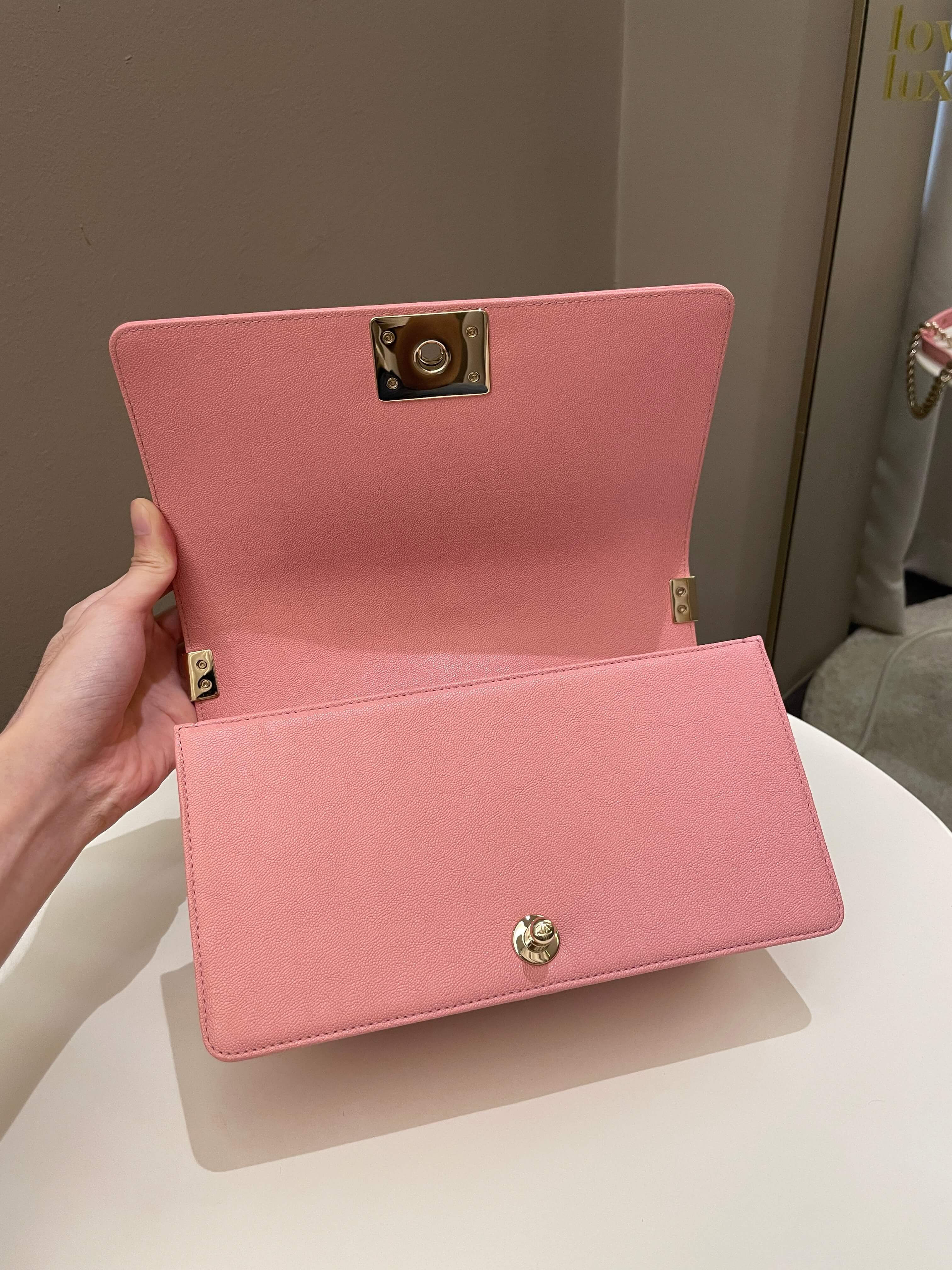 Chanel Chevron Boy Old Medium Sakura Pink Caviar