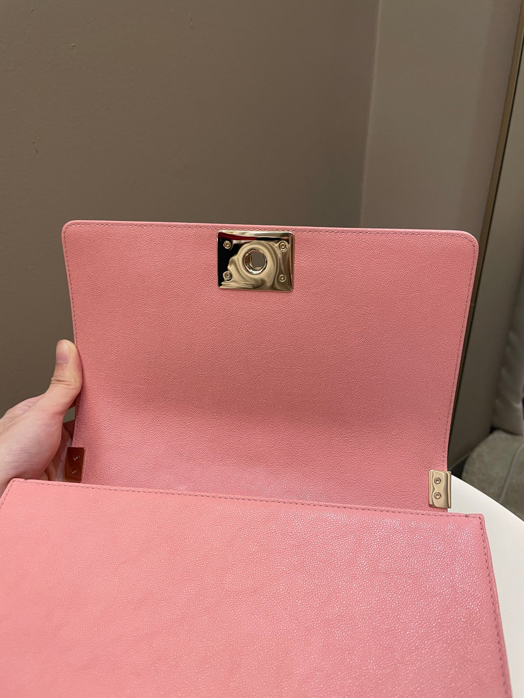 Chanel Chevron Boy Old Medium Sakura Pink Caviar