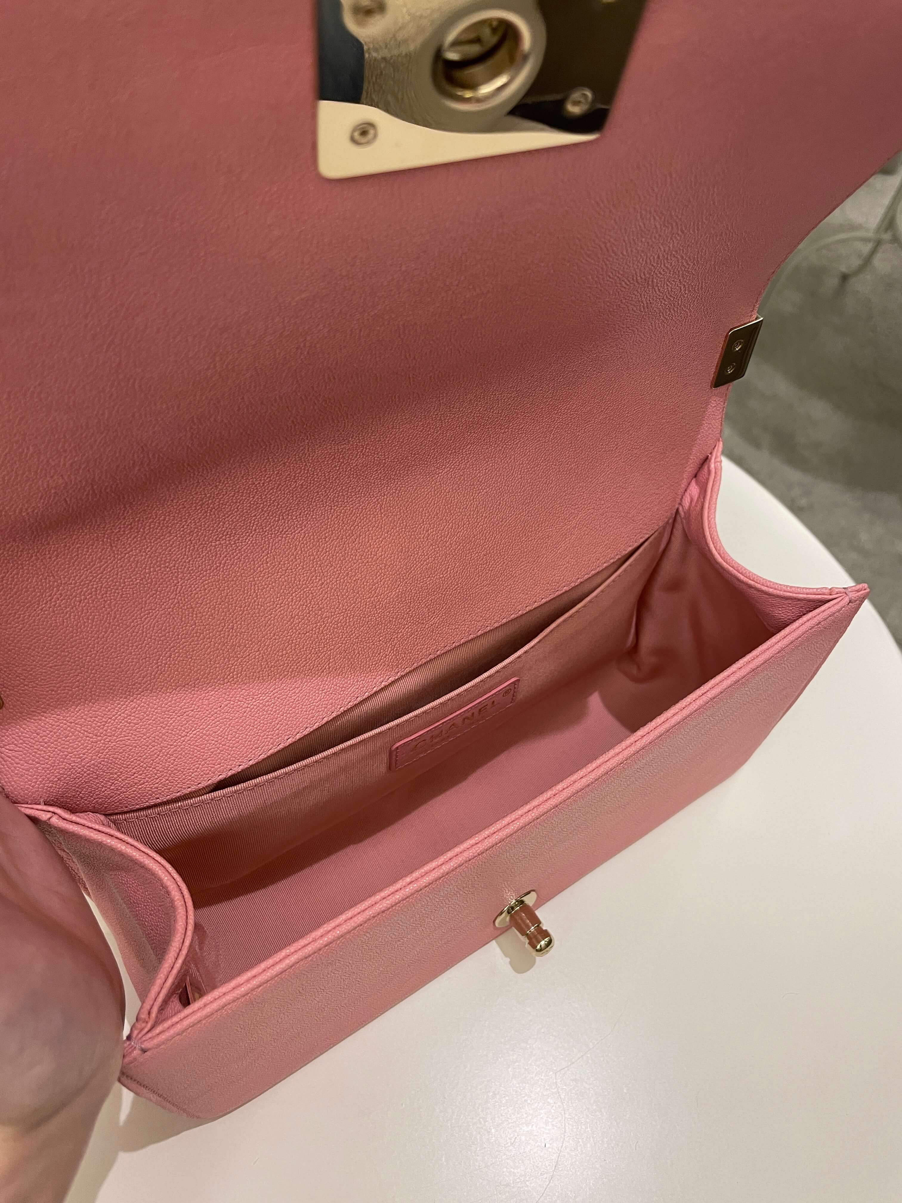 Chanel Chevron Boy Old Medium Sakura Pink Caviar