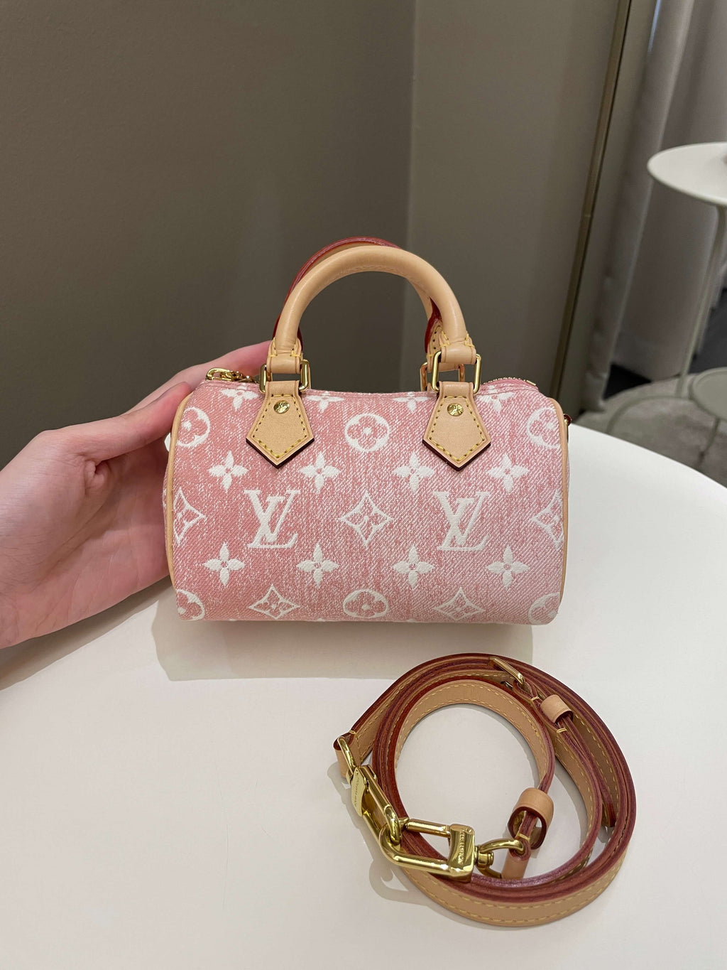 Louis Vuitton Nano Speedy Denim Rose