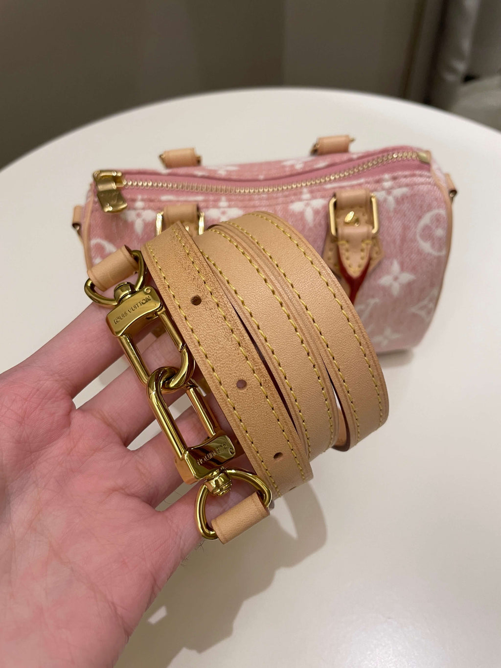Louis Vuitton Nano Speedy Denim Rose