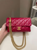 Chanel 22K Pearl Crush Flap Bag Red Aged