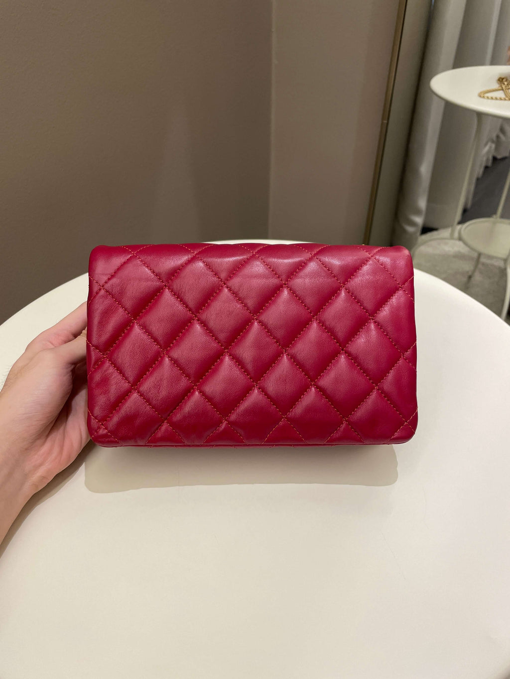 Chanel 22K Pearl Crush Flap Bag Red Aged