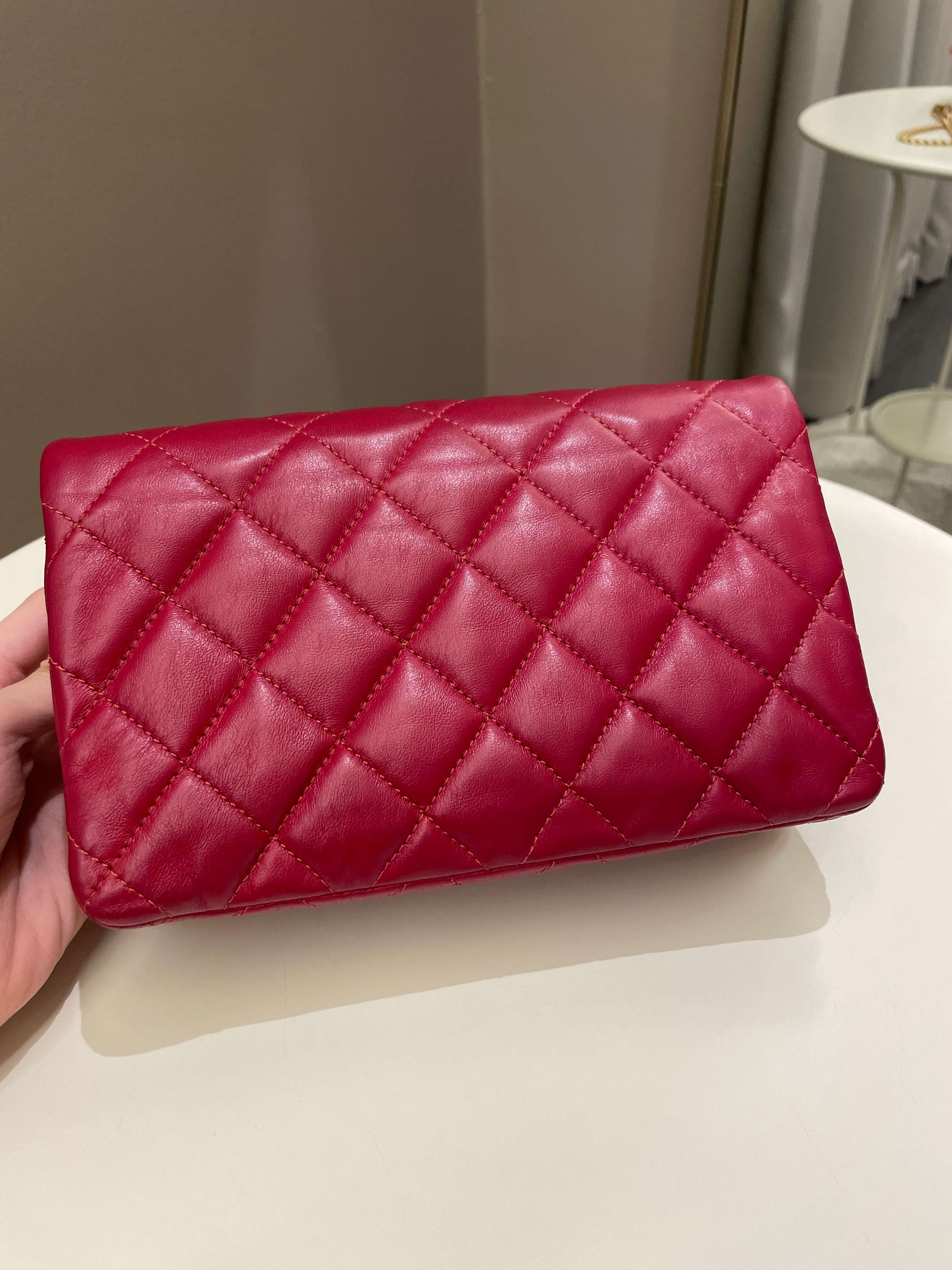 Chanel 22K Pearl Crush Flap Bag Red Aged
