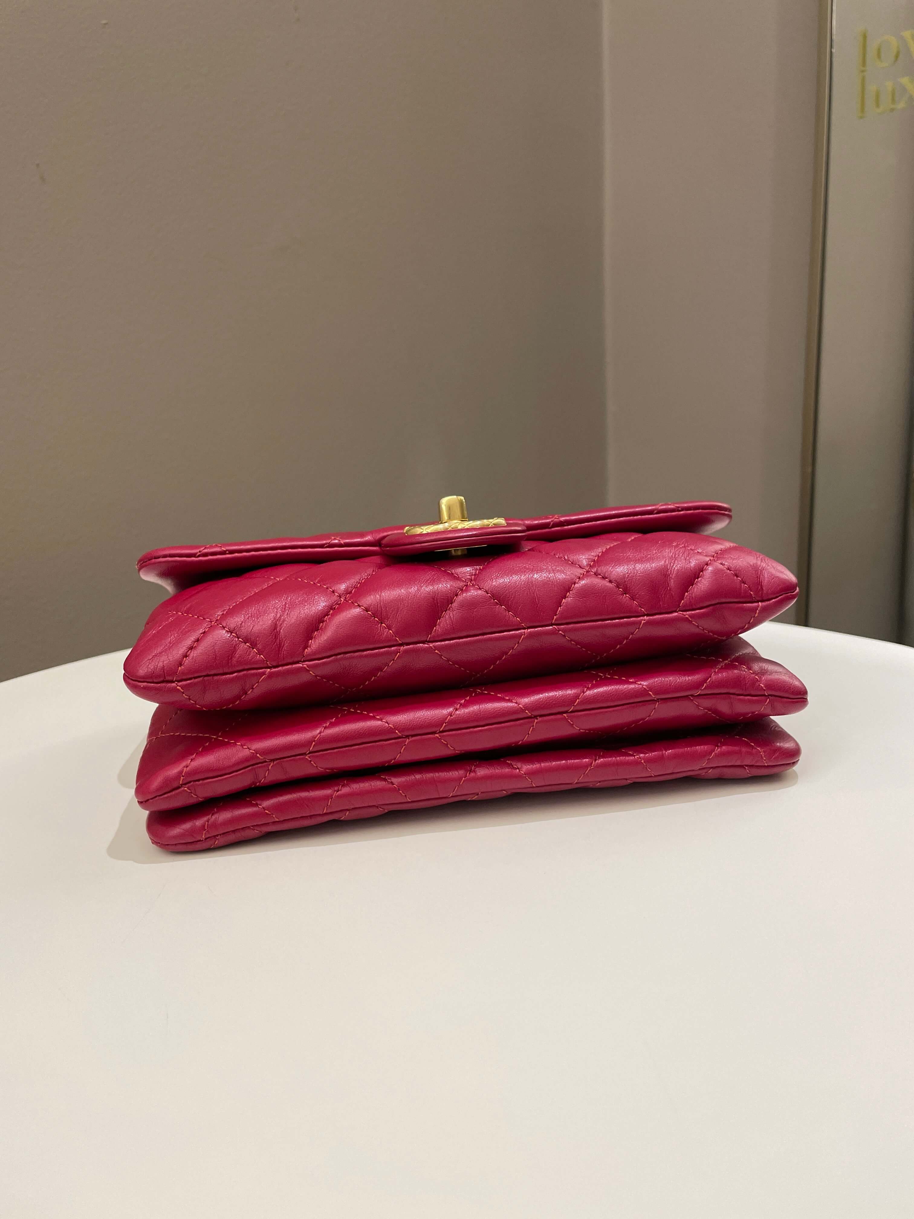 Chanel 22K Pearl Crush Flap Bag Red Aged
