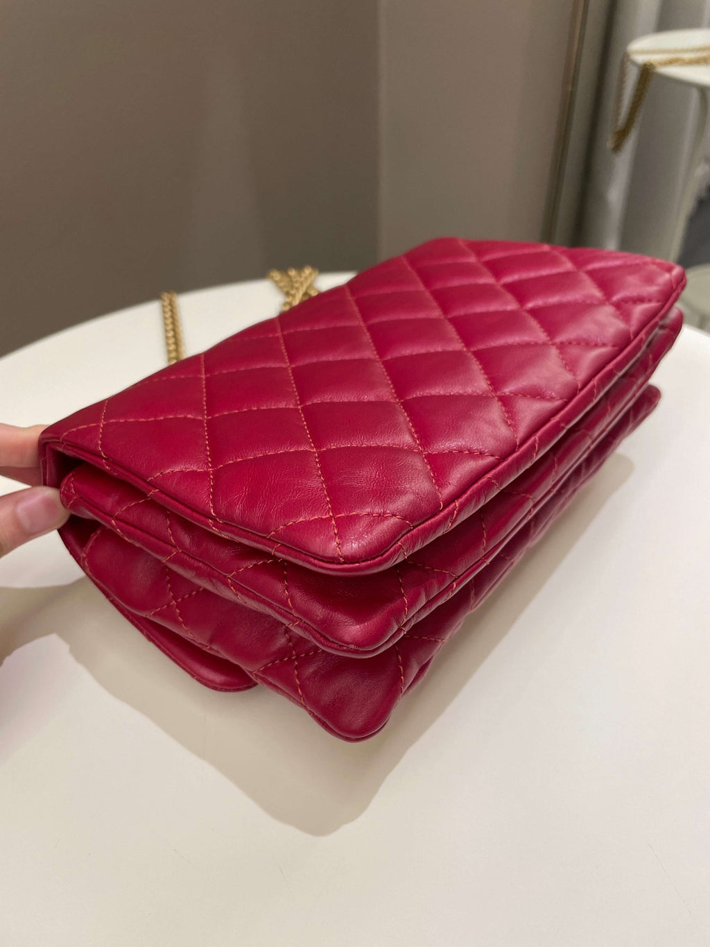 Chanel 22K Pearl Crush Flap Bag Red Aged