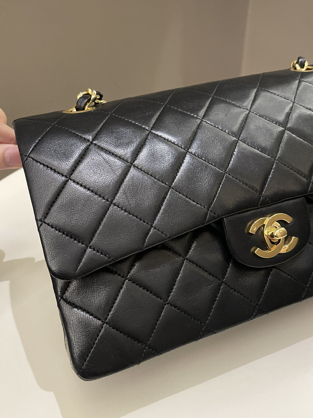 Chanel Vintage Classic Quilted Medium Double Flap Black Lambskin