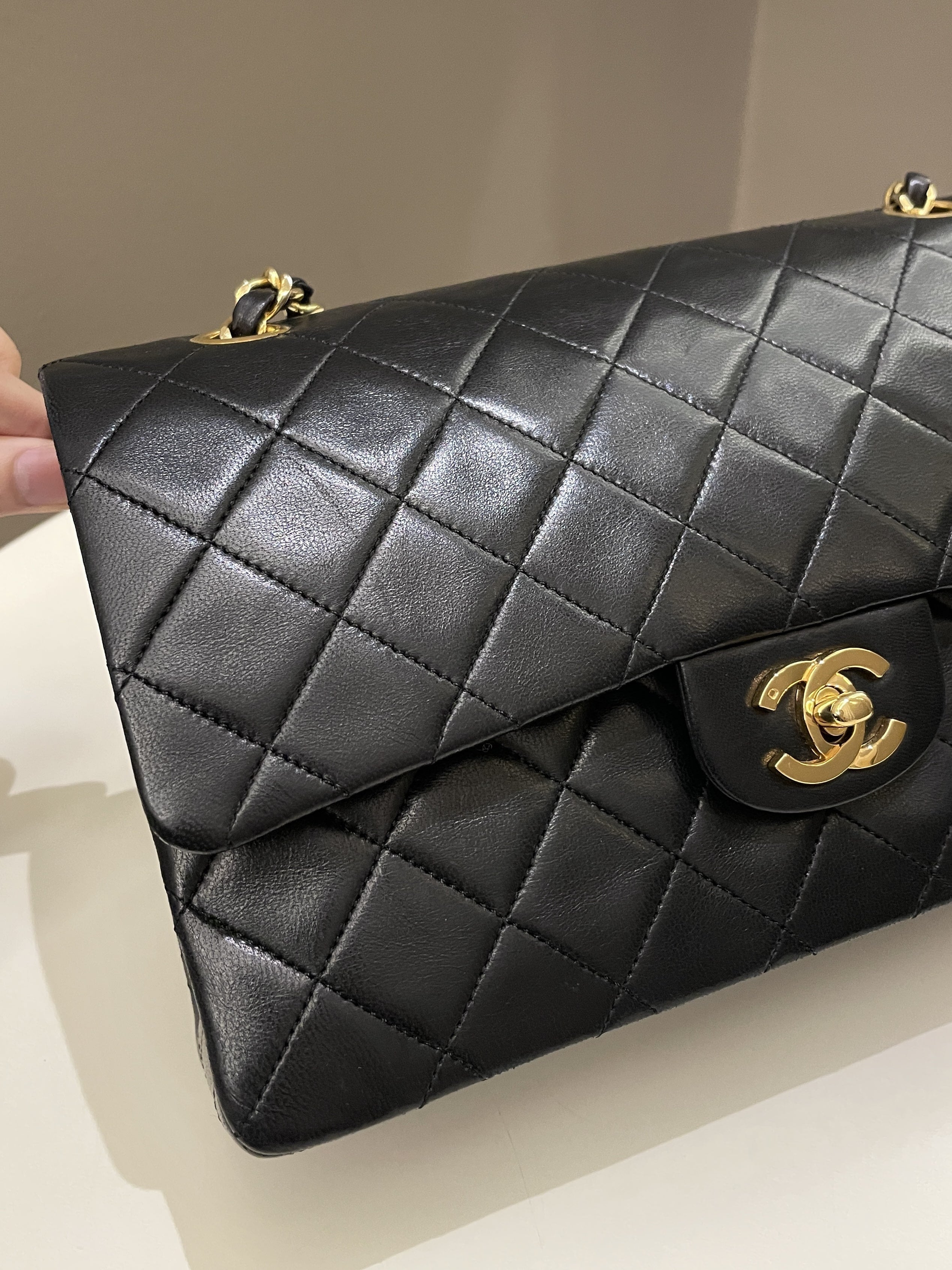 Chanel Vintage Classic Quilted Medium Double Flap Black Lambskin