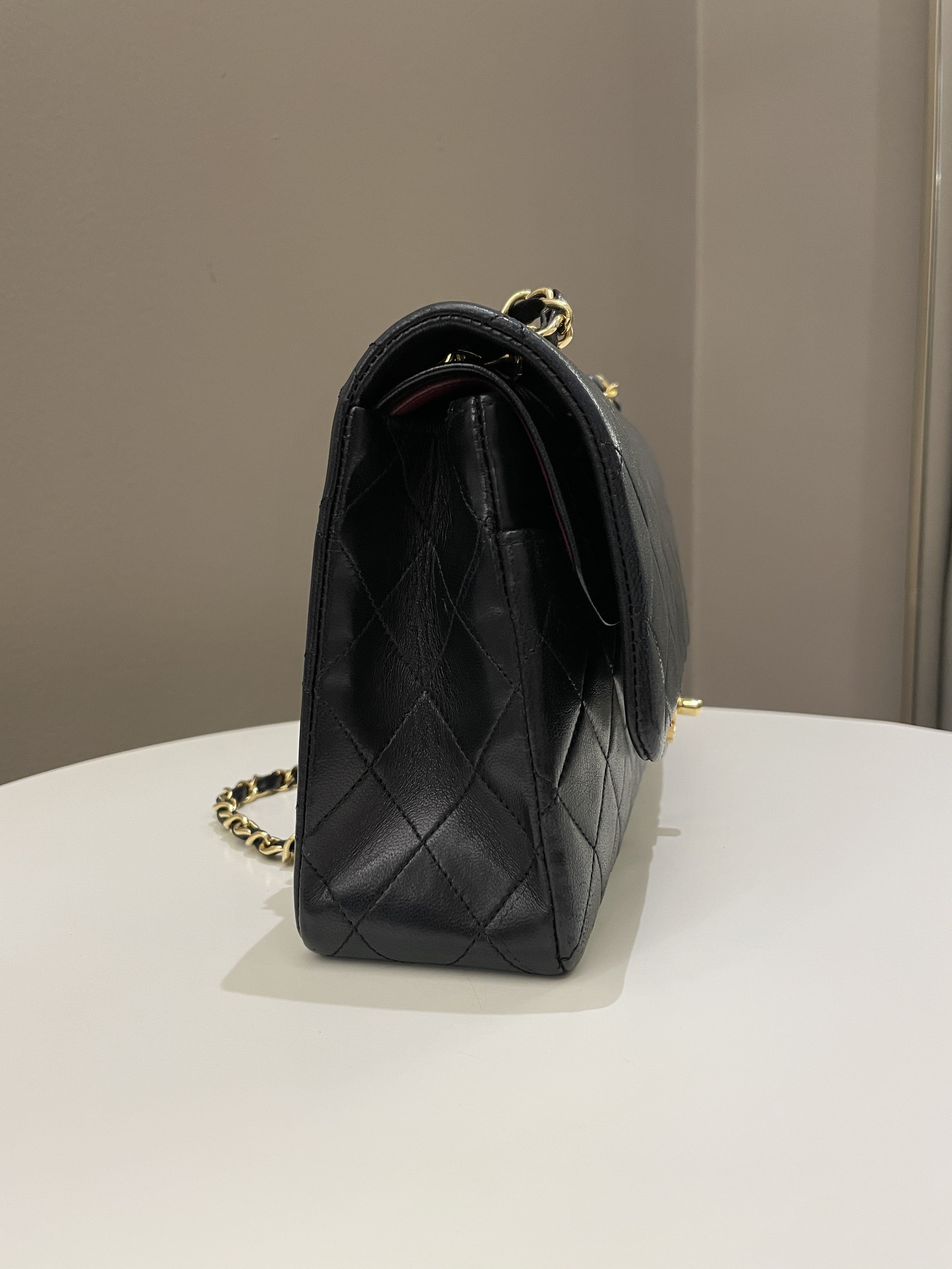Chanel Vintage Classic Quilted Medium Double Flap Black Lambskin