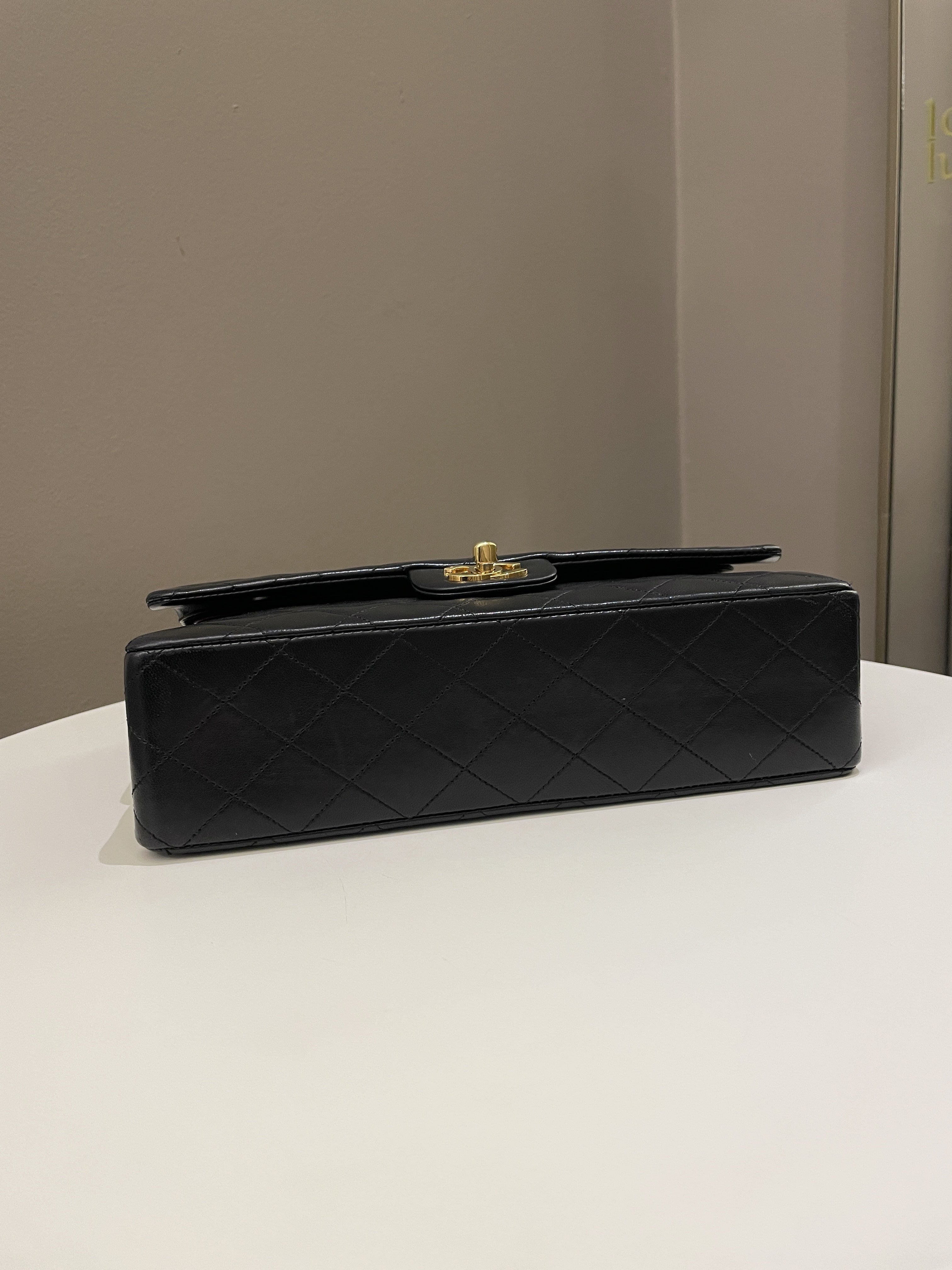 Chanel Vintage Classic Quilted Medium Double Flap Black Lambskin