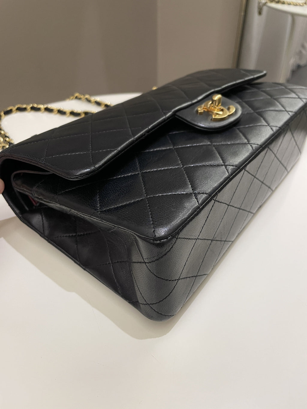 Chanel Vintage Classic Quilted Medium Double Flap Black Lambskin