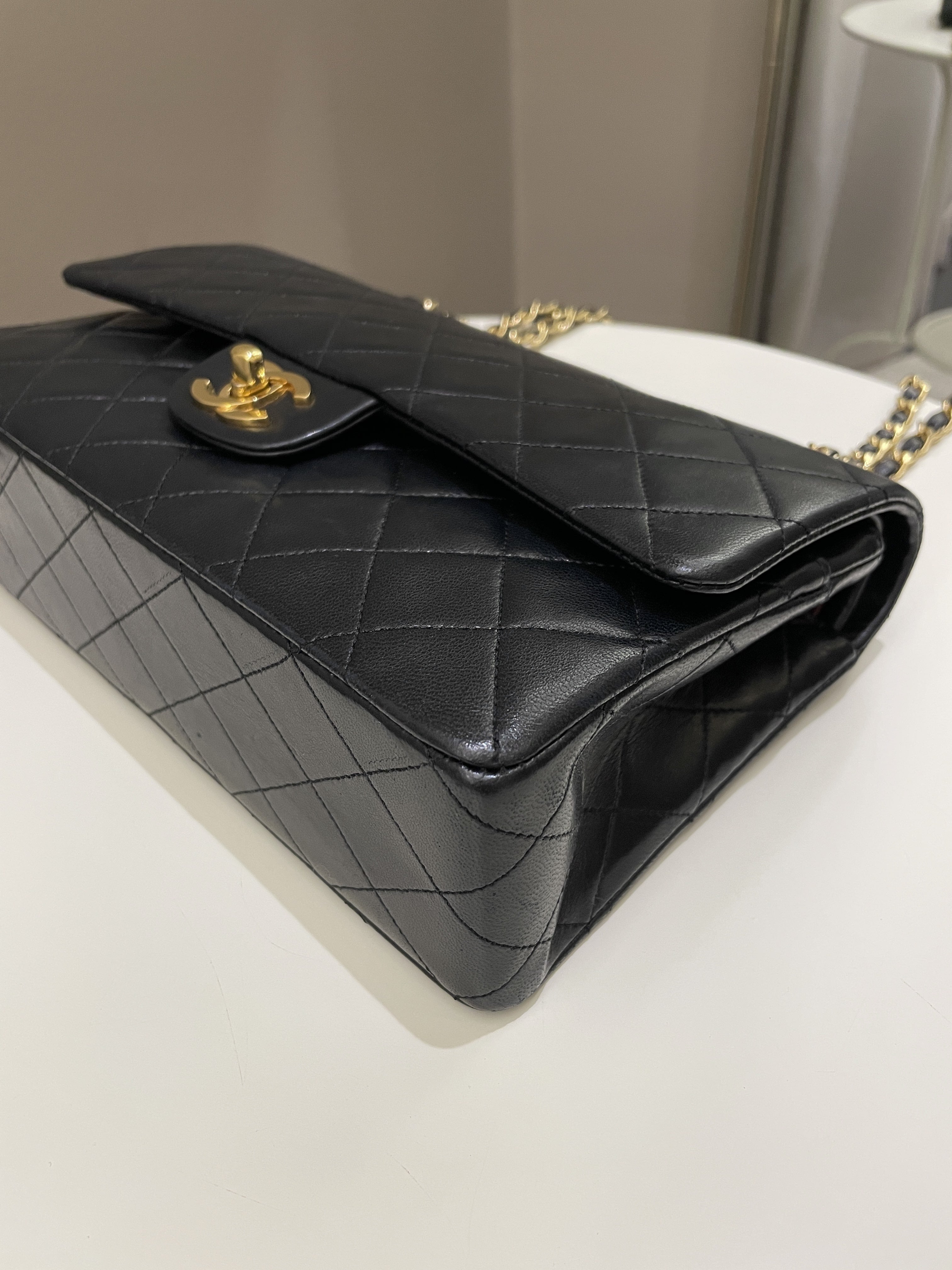 Chanel Vintage Classic Quilted Medium Double Flap Black Lambskin