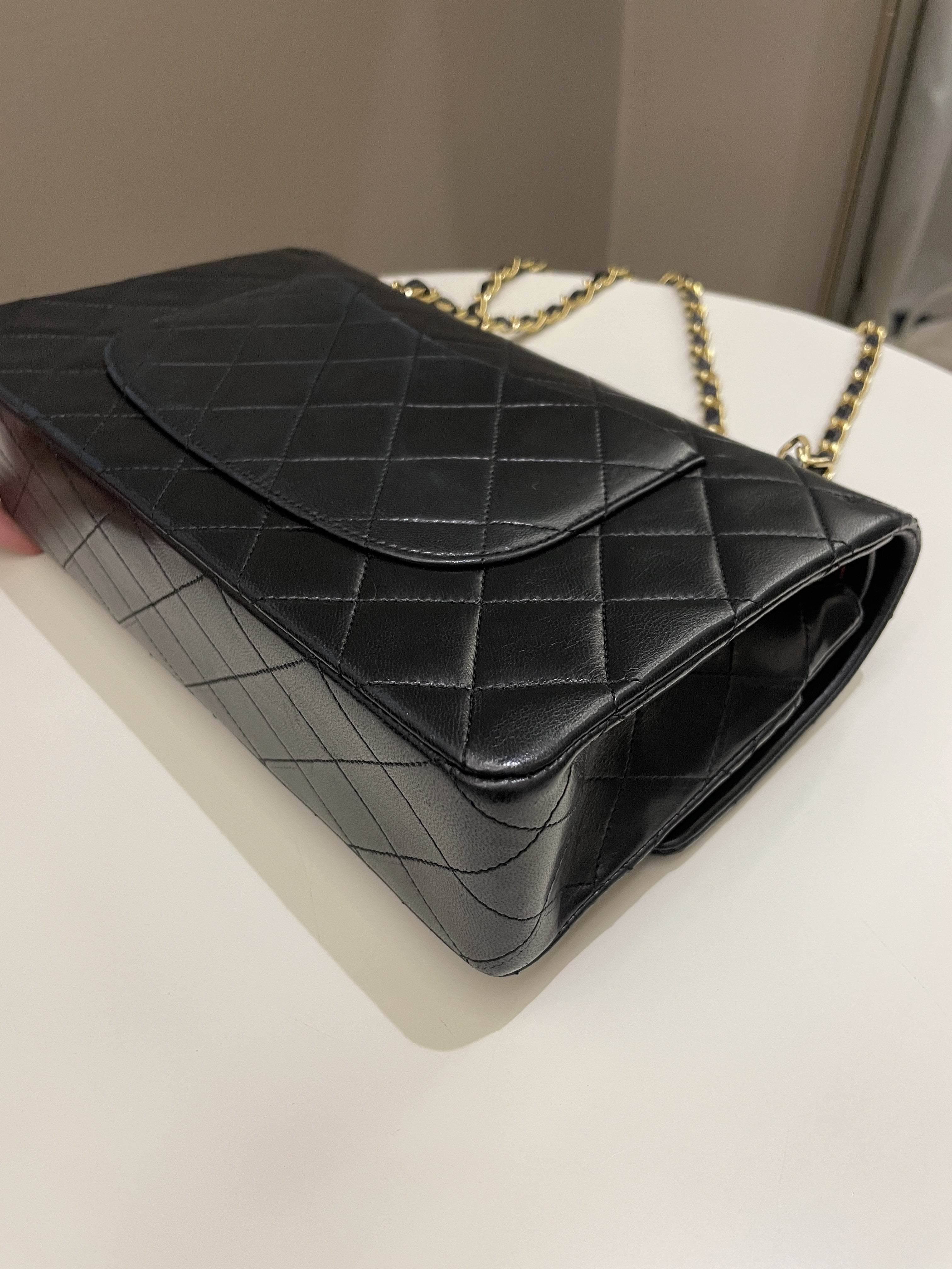 Chanel Vintage Classic Quilted Medium Double Flap Black Lambskin