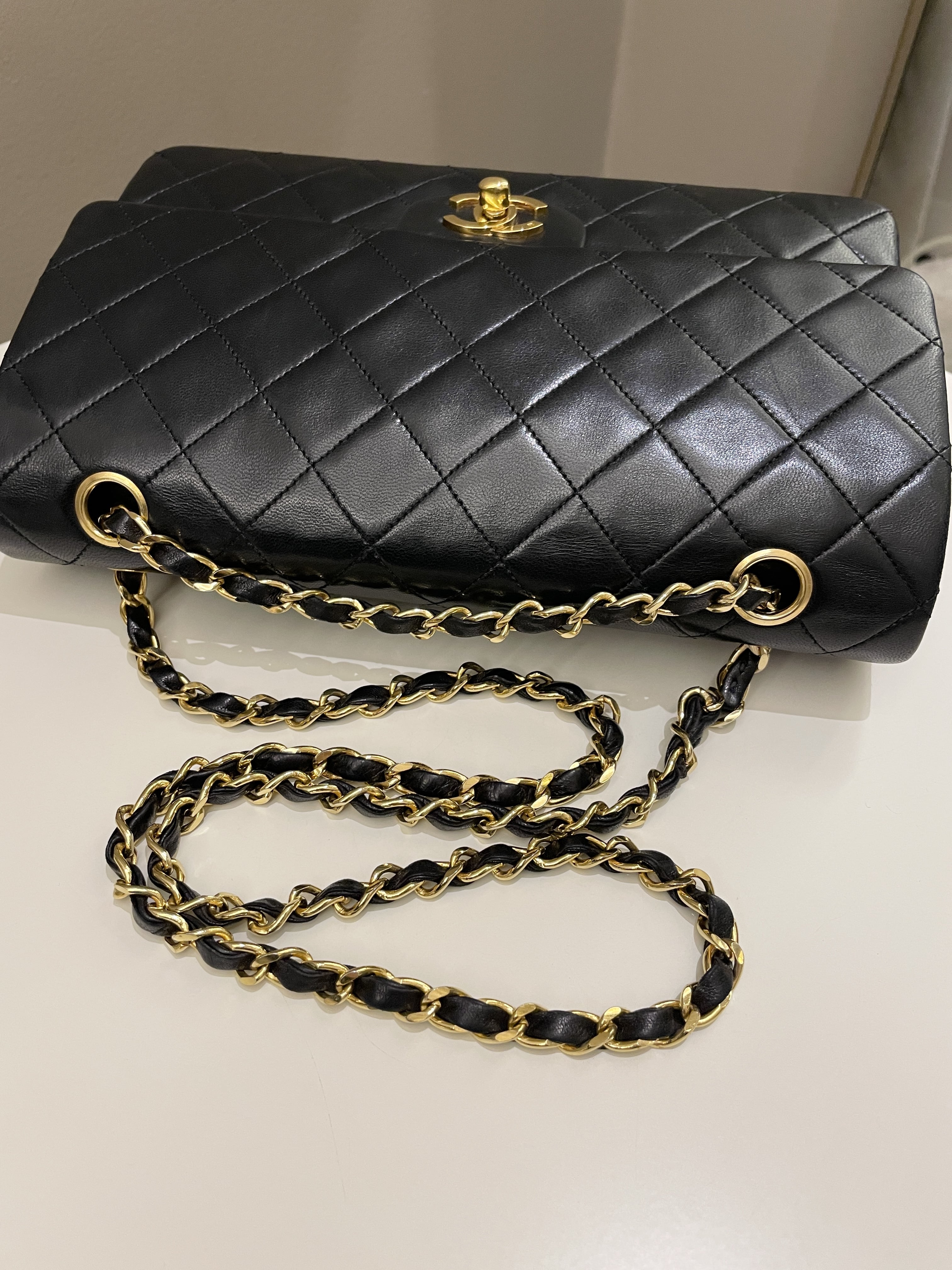 Chanel Vintage Classic Quilted Medium Double Flap Black Lambskin