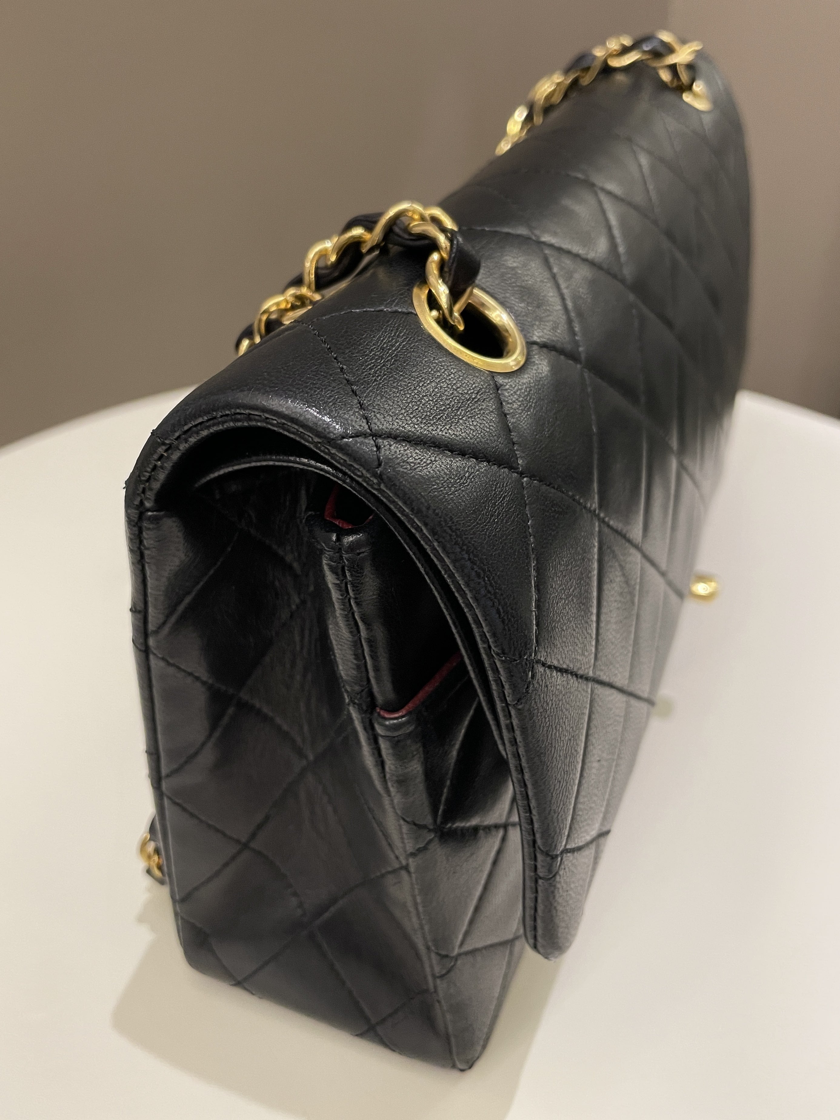 Chanel Vintage Classic Quilted Medium Double Flap Black Lambskin