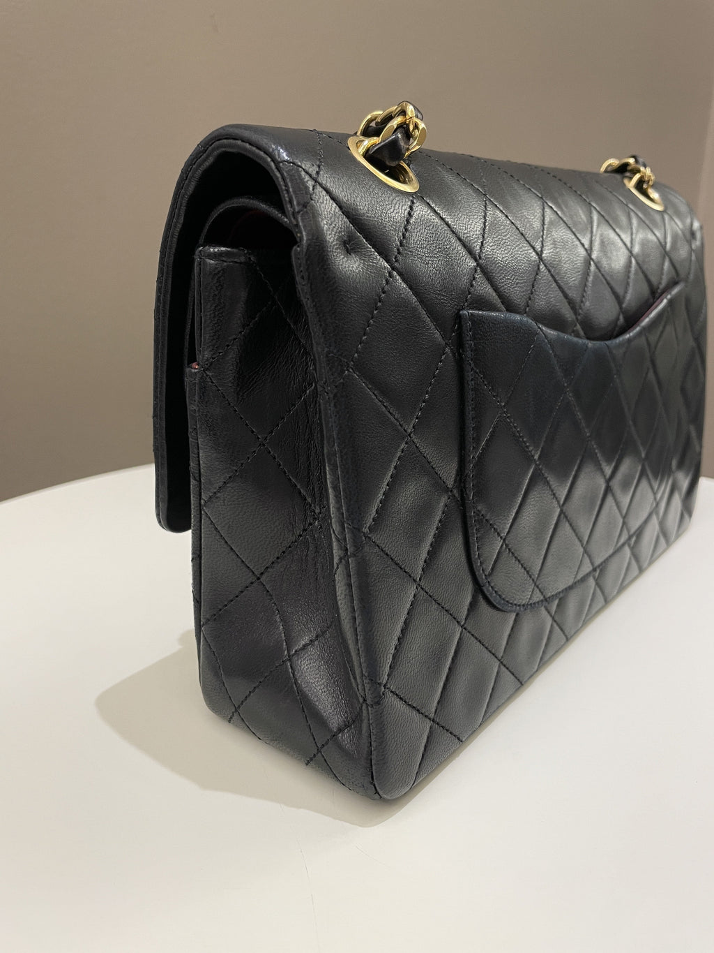 Chanel Vintage Classic Quilted Medium Double Flap Black Lambskin