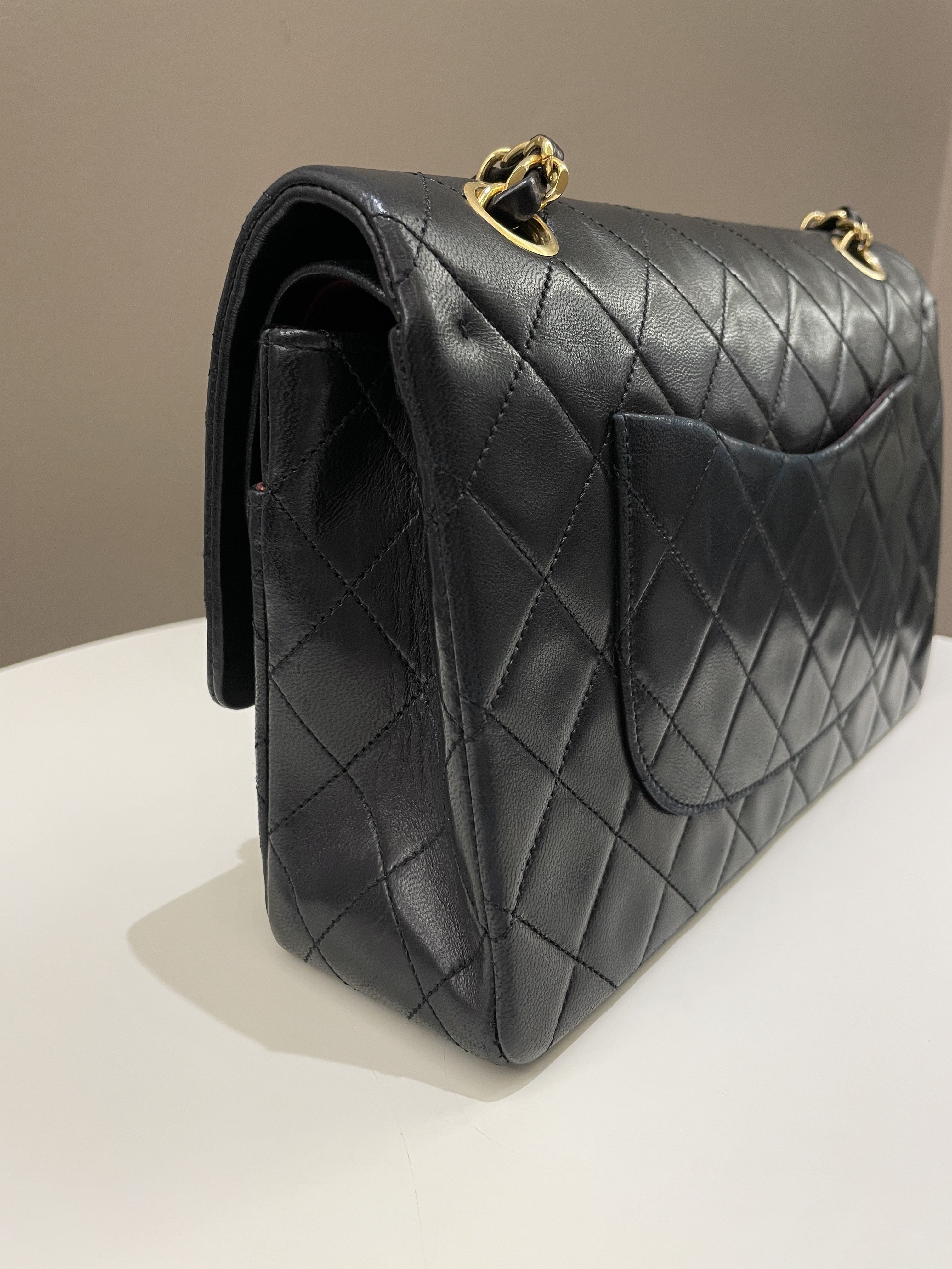 Chanel Vintage Classic Quilted Medium Double Flap Black Lambskin
