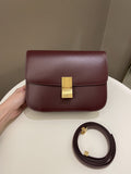 Celine Box Bag Burgundy Calfskin