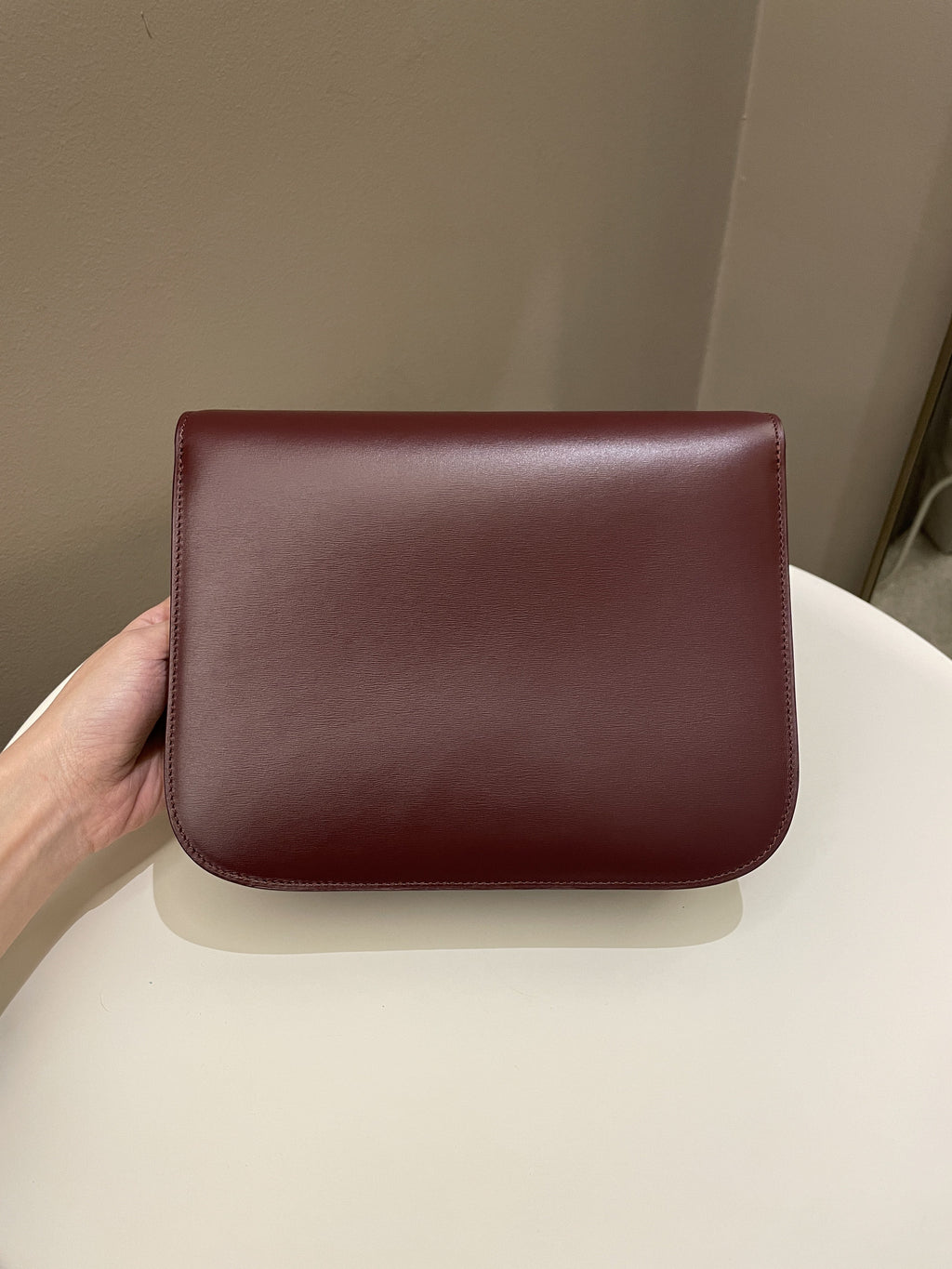Celine Box Bag Burgundy Calfskin