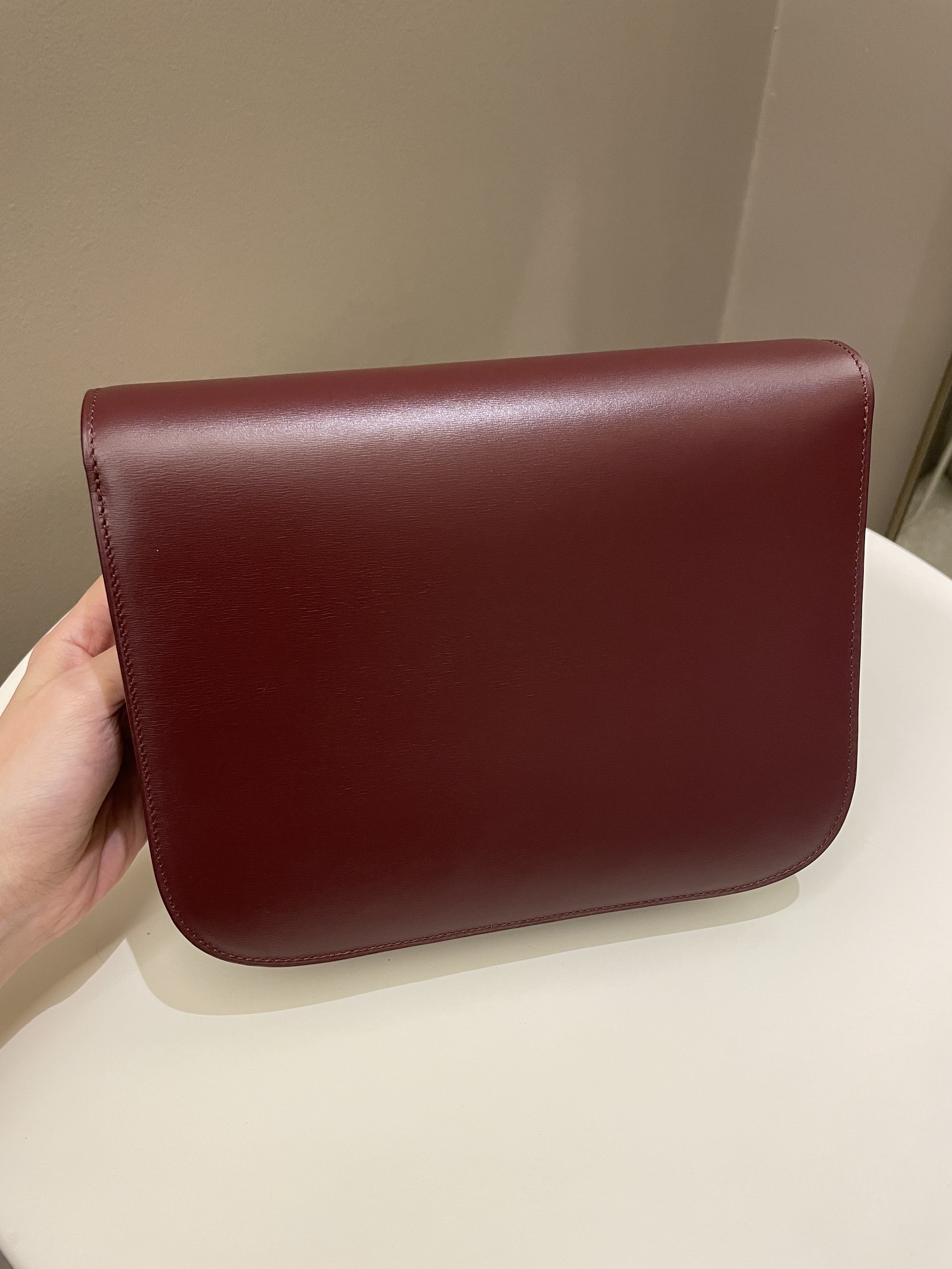 Celine Box Bag Burgundy Calfskin