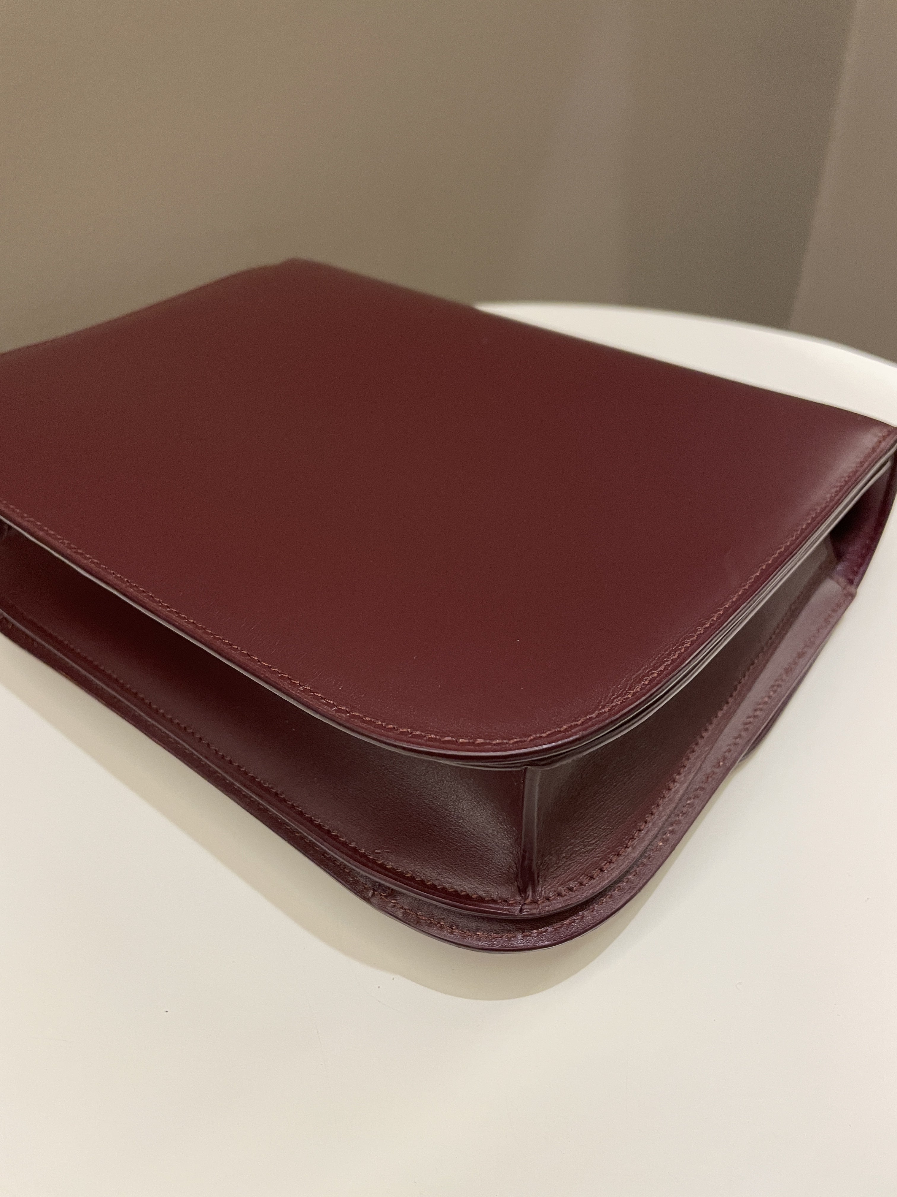 Celine Box Bag Burgundy Calfskin