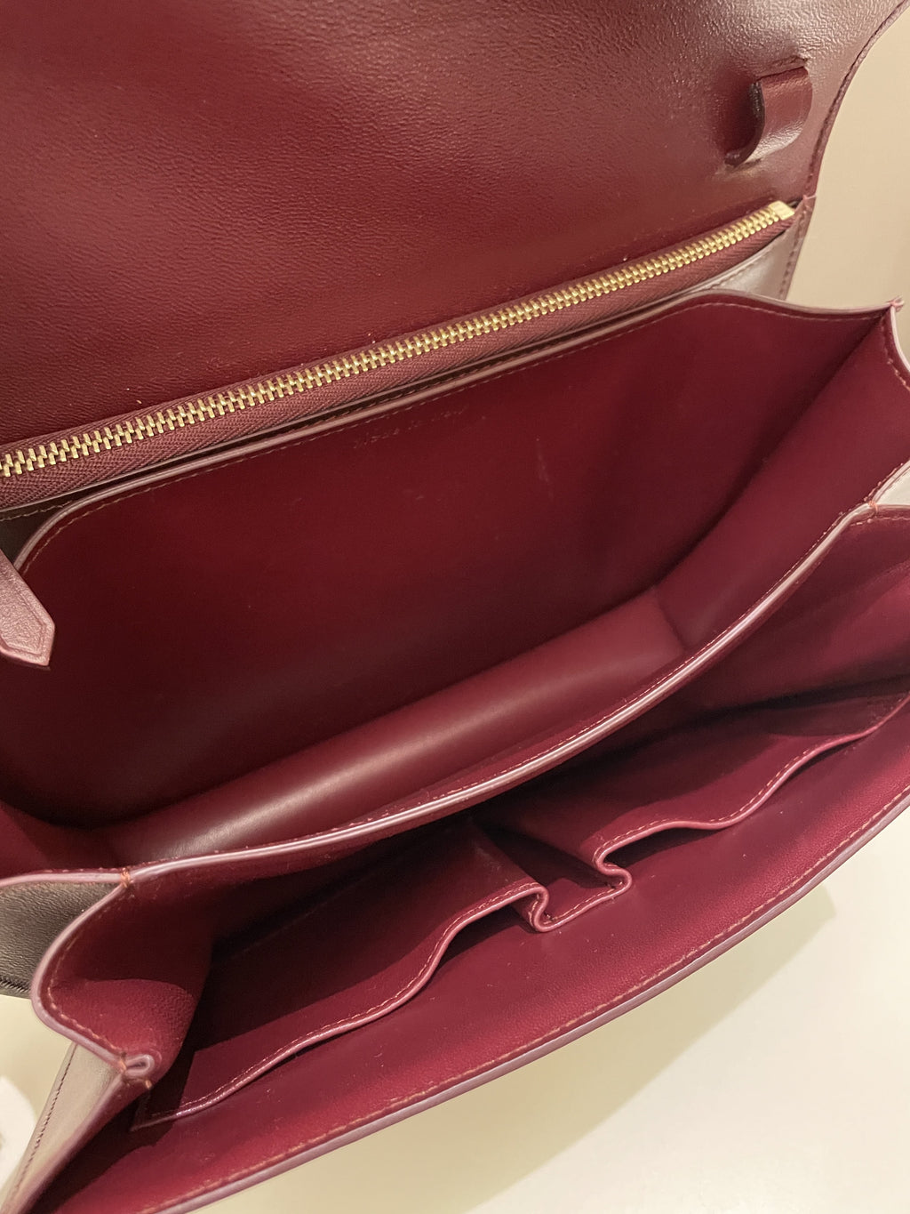 Celine Box Bag Burgundy Calfskin