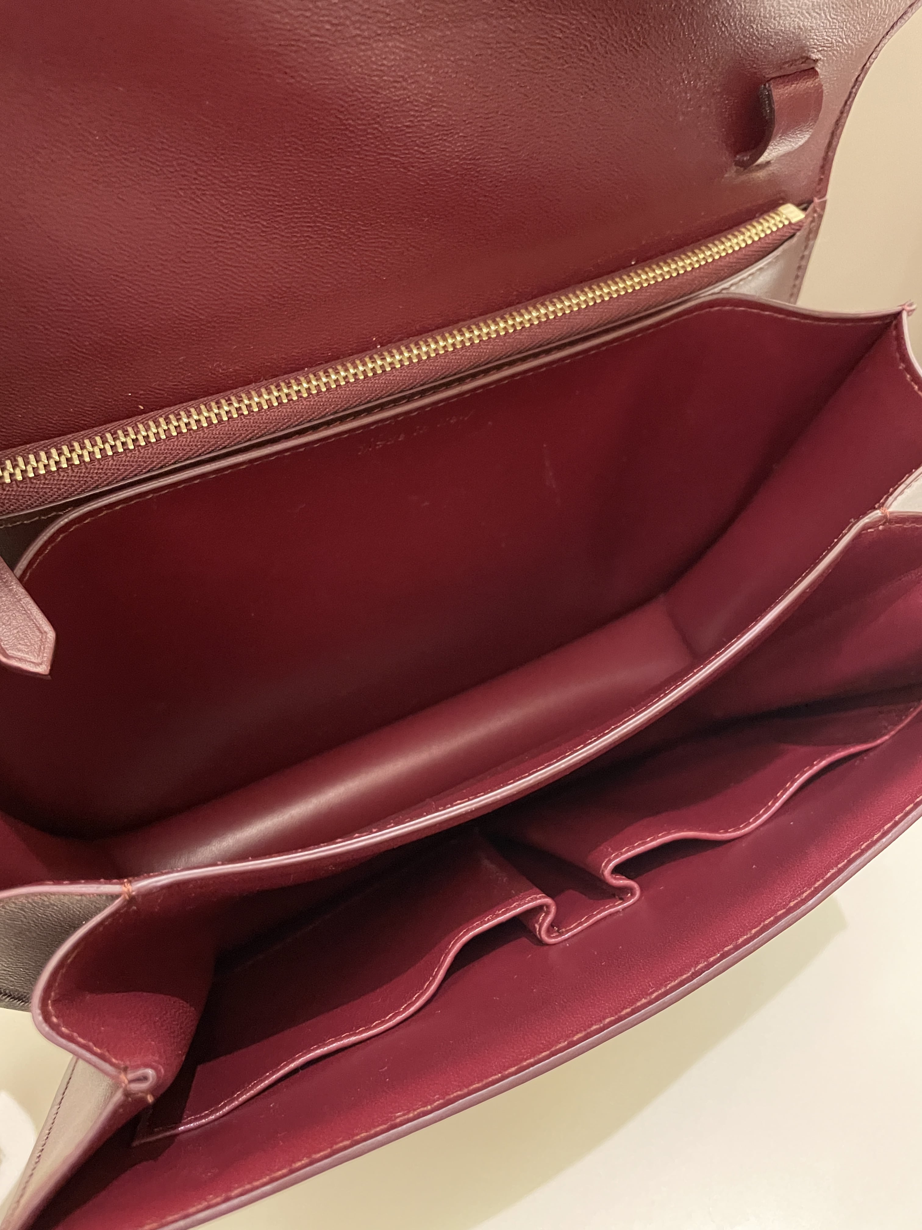 Celine Box Bag Burgundy Calfskin
