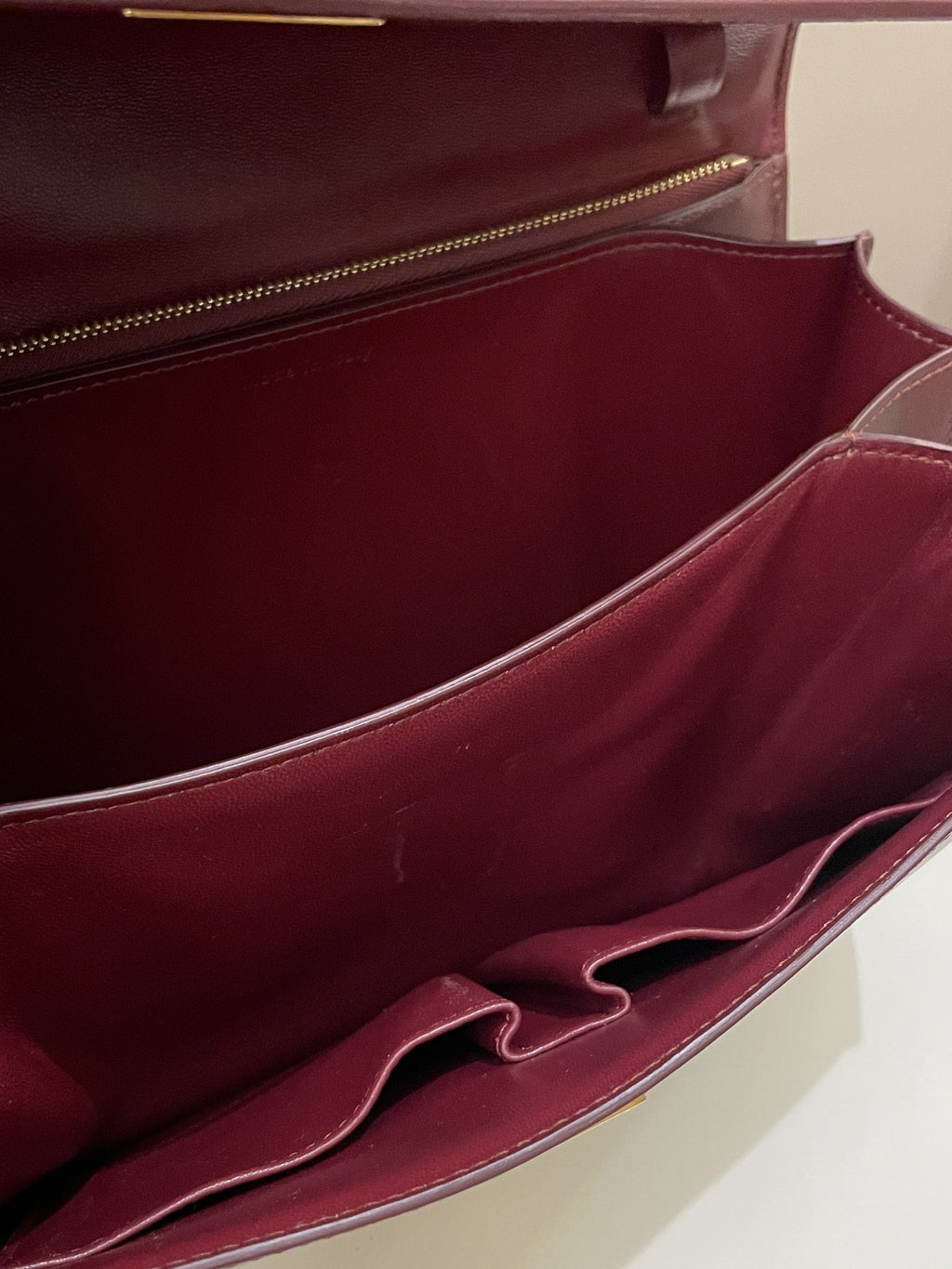 Celine Box Bag Burgundy Calfskin