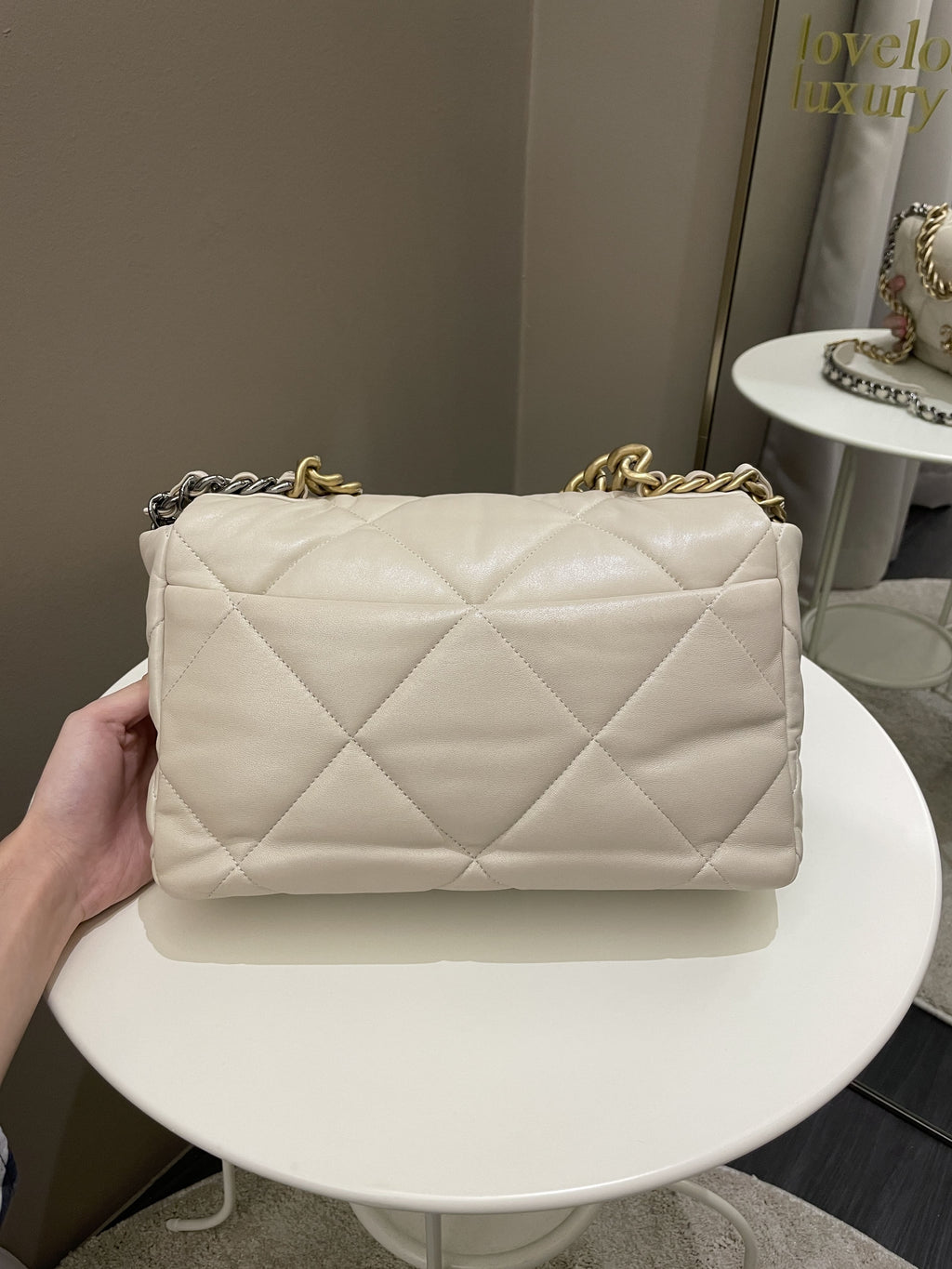 Chanel 19 Flap Bag Beige Lambskin