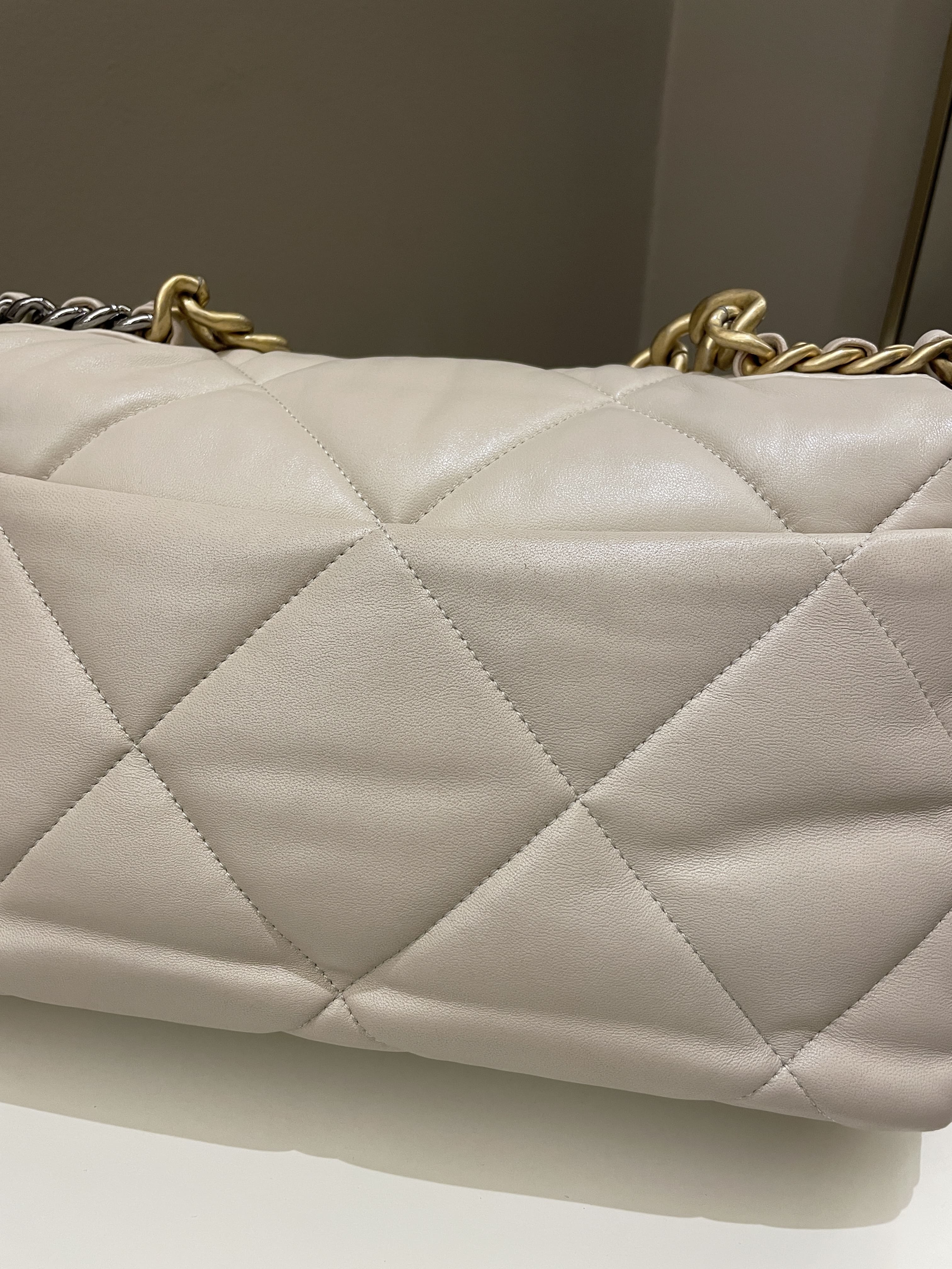 Chanel 19 Flap Bag Beige Lambskin