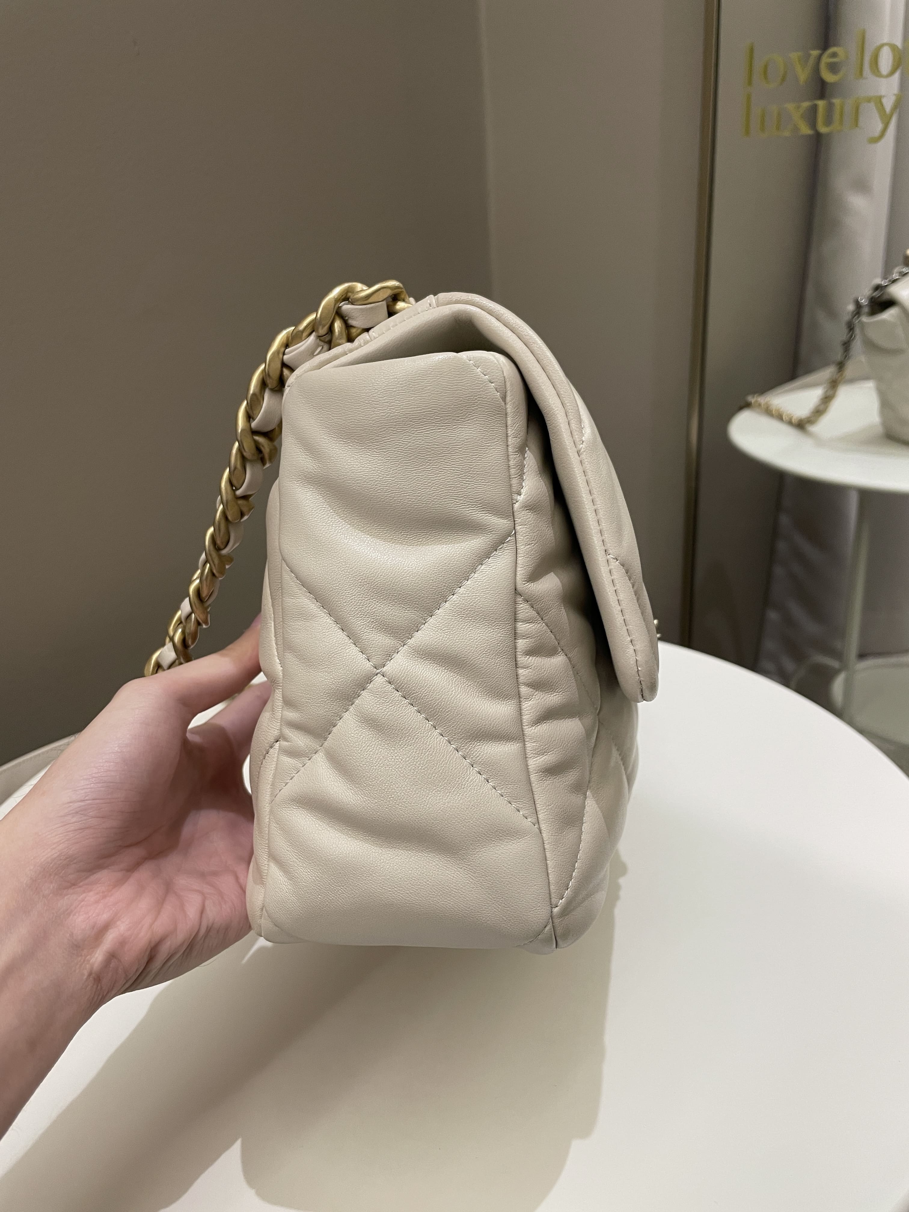 Chanel 19 Flap Bag Beige Lambskin